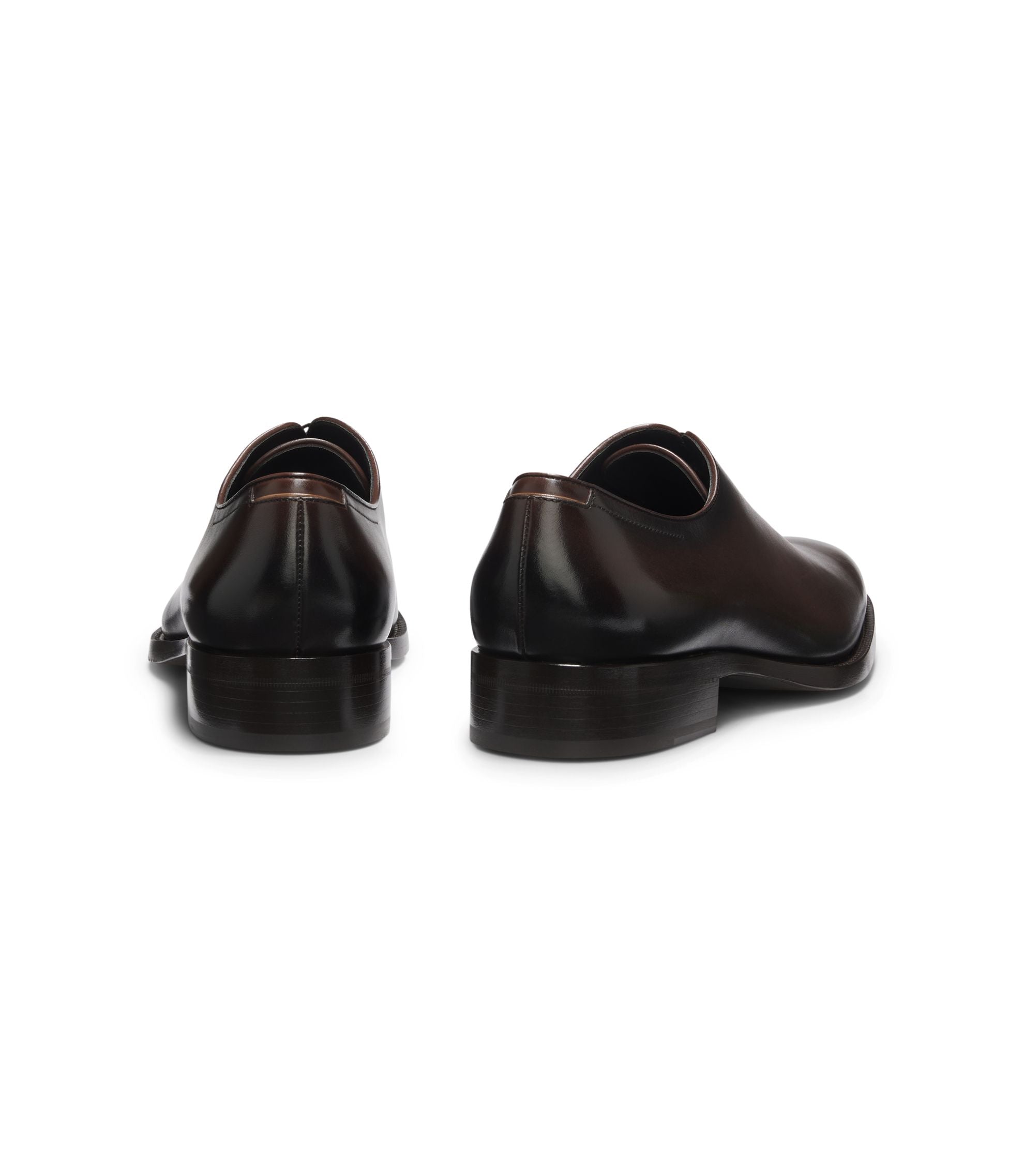 Boss Italian Made Oxford Shoes In Burnished Leather Dark Brown Dark Brown