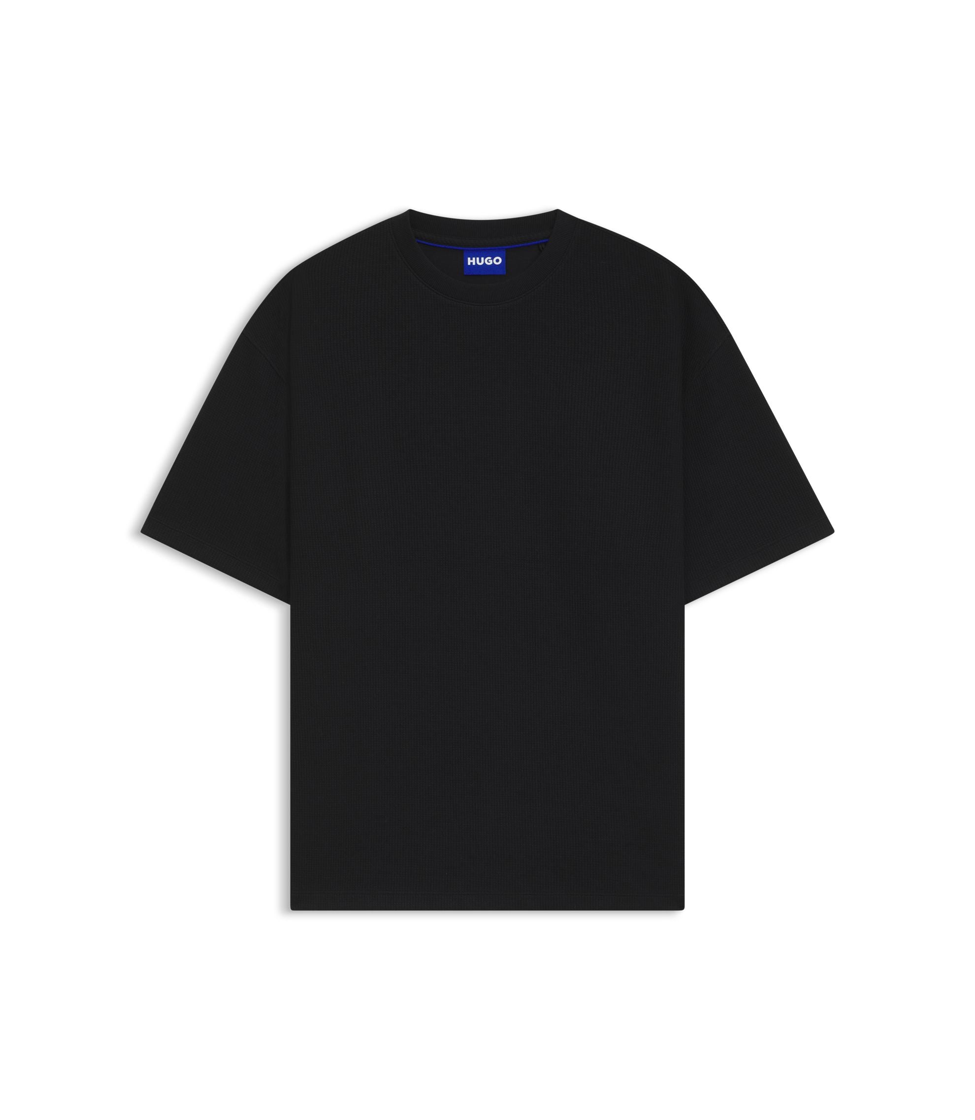 Hugo Waffle Structure T Shirt In A Cotton Blend Black