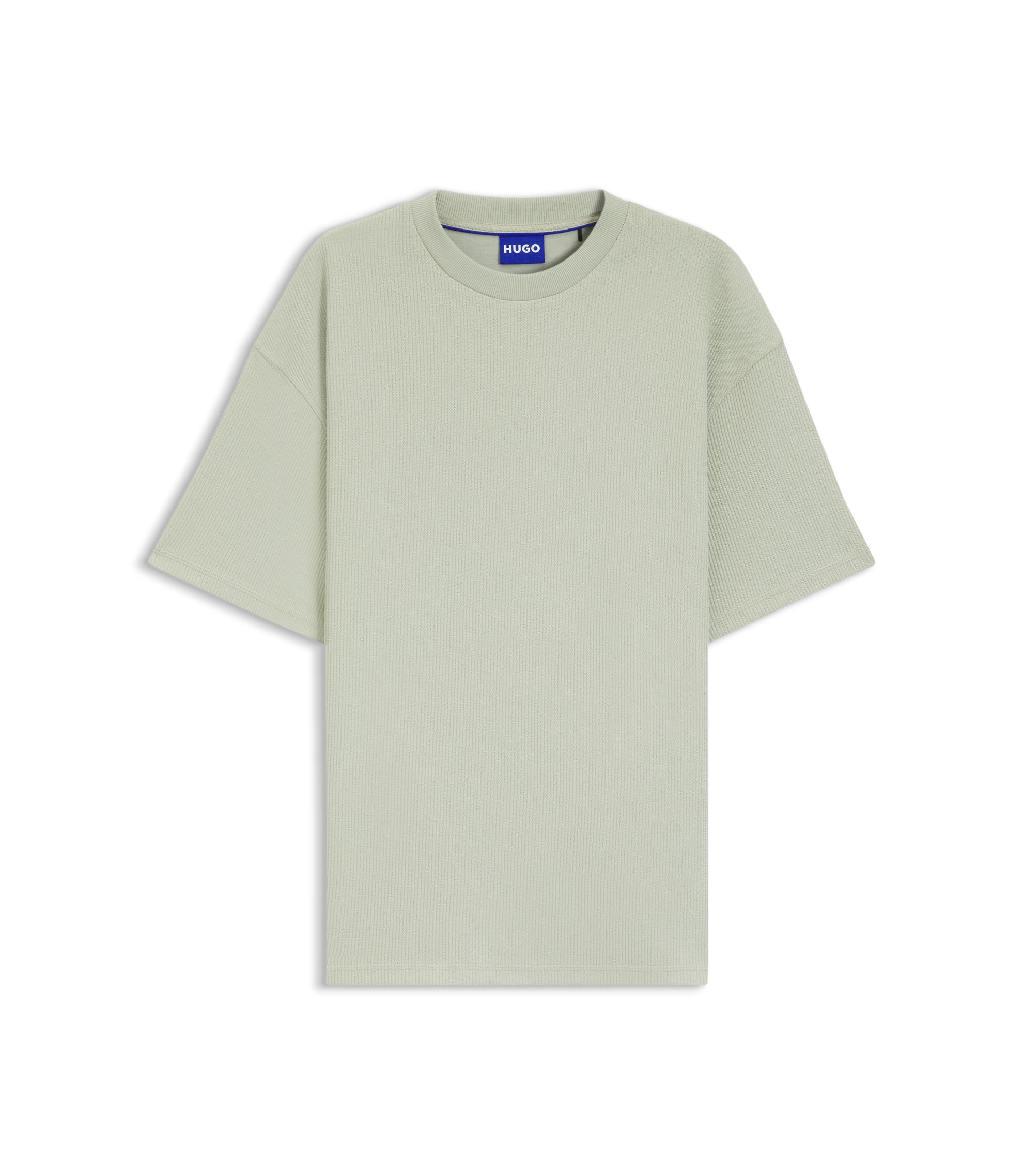 Hugo Waffle Structure T Shirt In A Cotton Blend Light Green