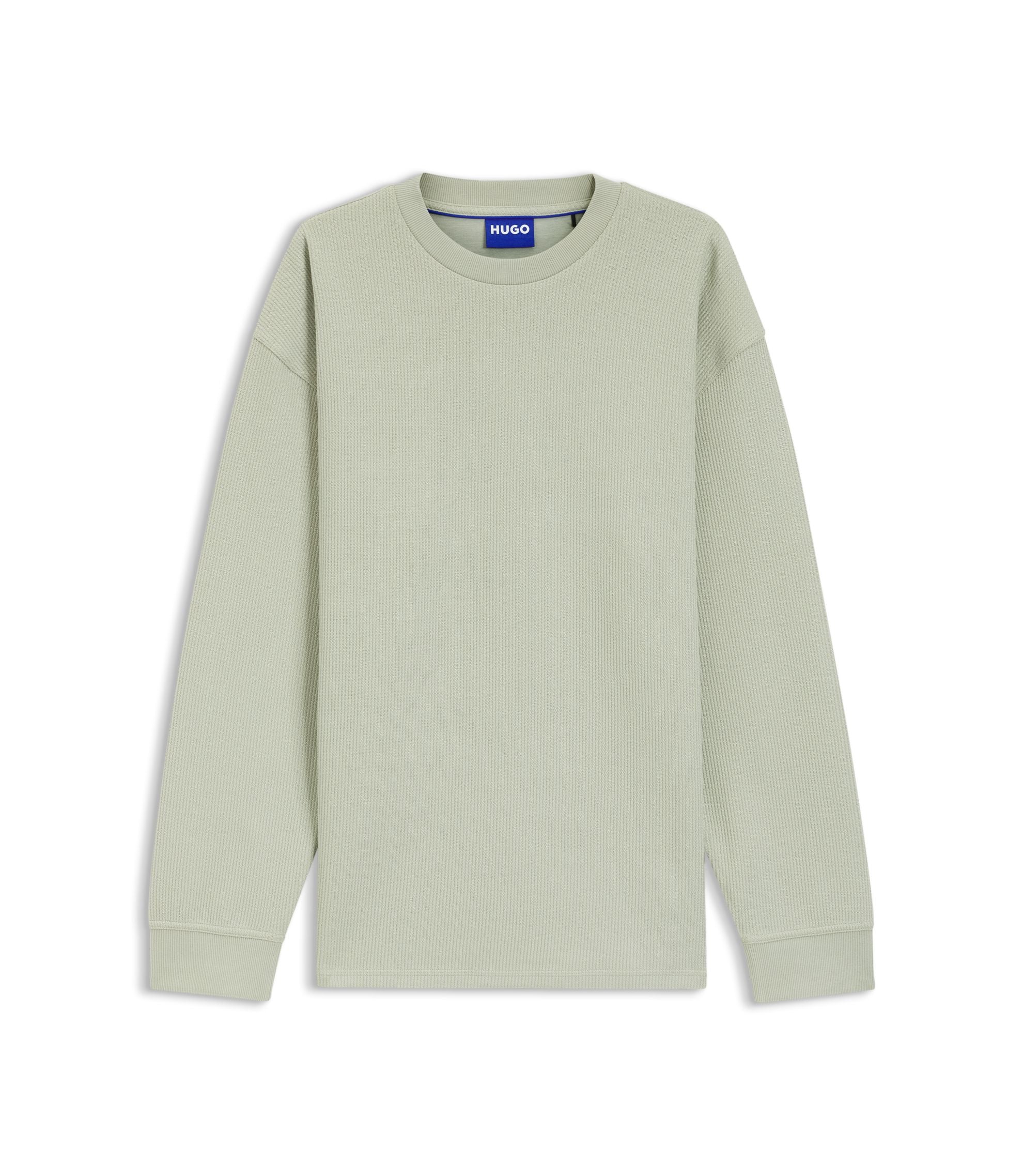 Hugo Waffle Structure T Shirt In A Cotton Blend Light Green