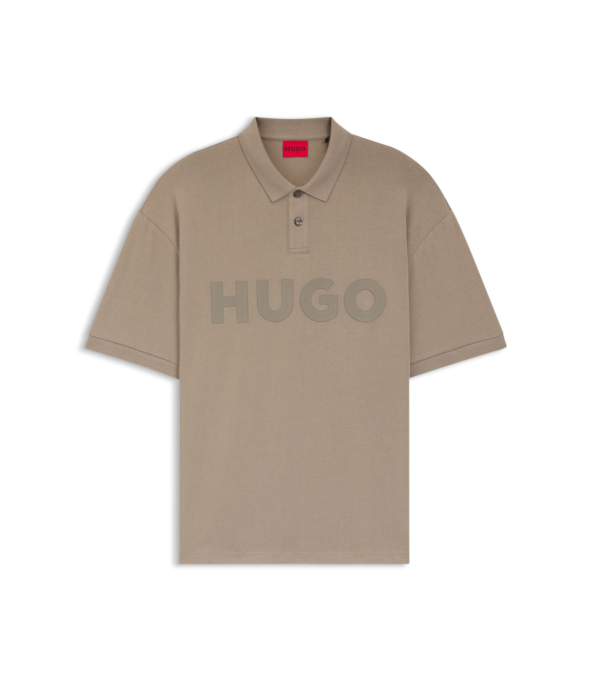 Hugo Oversize Fit Polo Shirt In Cotton With Tonal Logo Light Brown