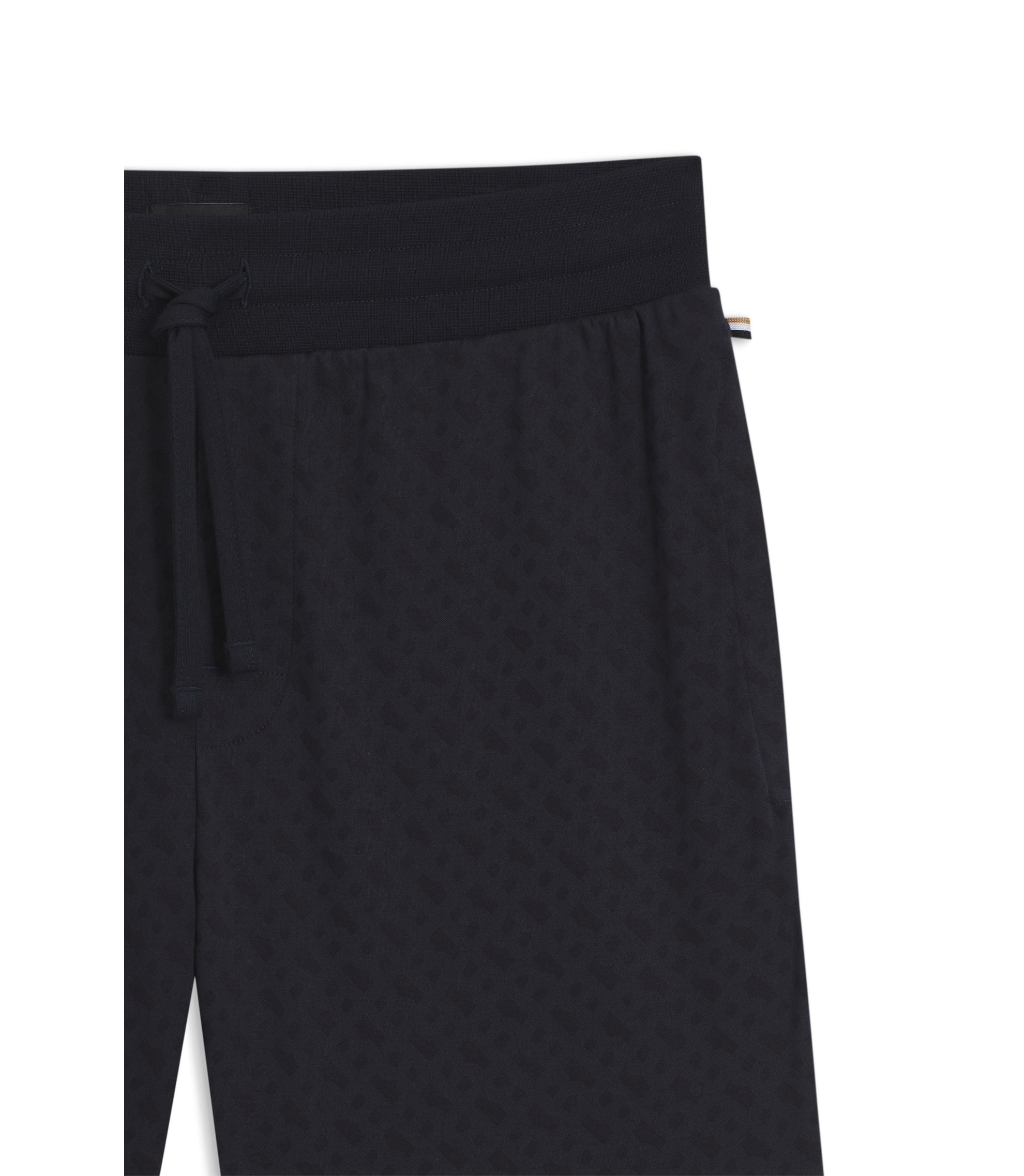 Boss Drawstring Pajama Shorts In Cotton With Printed Branding Dark Blue
