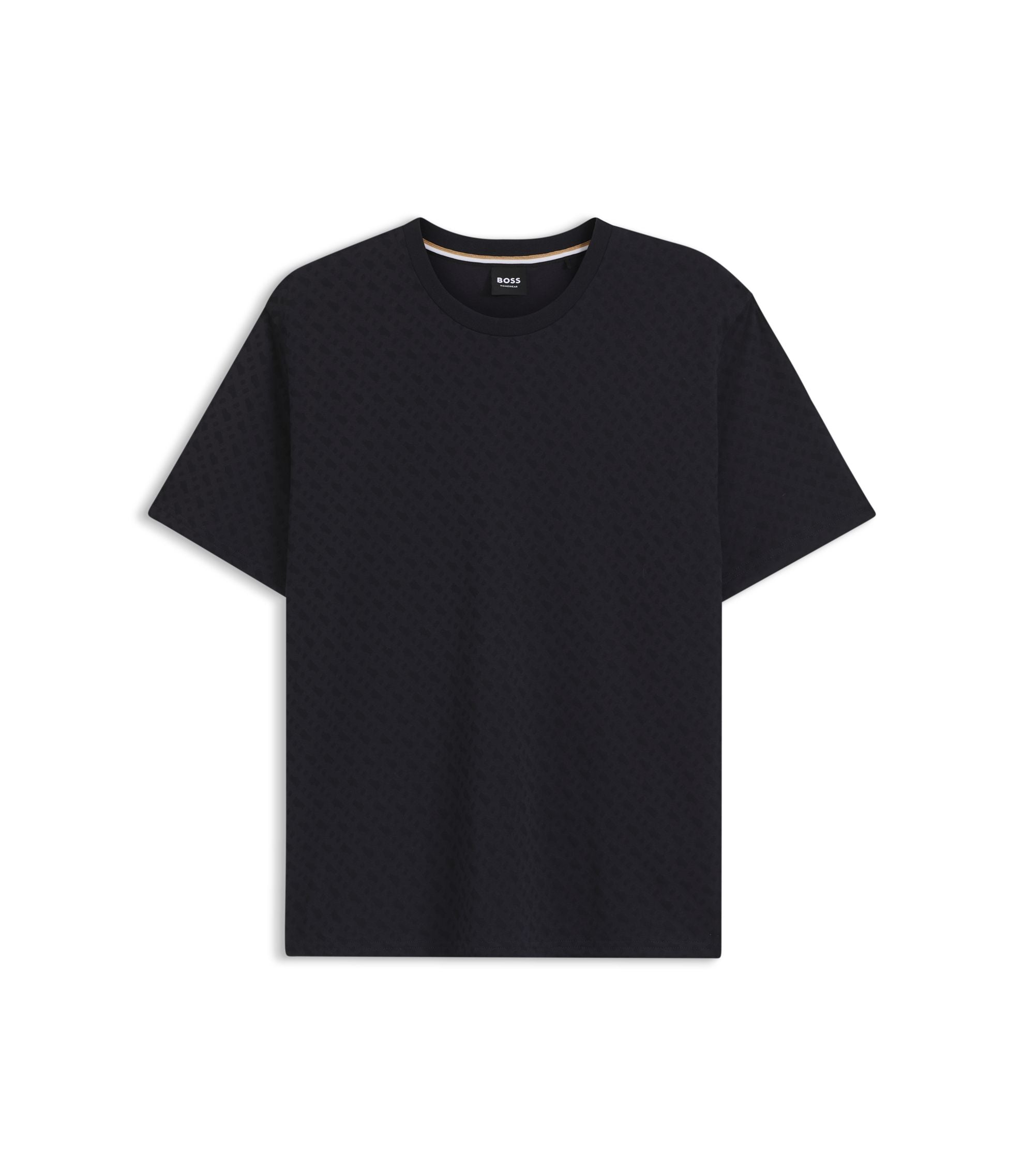 Boss Pajama T Shirt In Cotton With Printed Branding Dark Blue