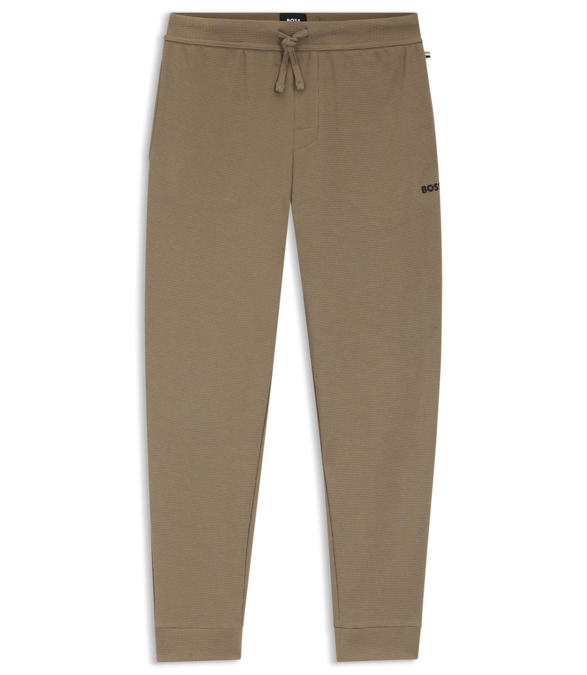 Boss Waffle Structure Pyjama Bottoms In A Cotton Blend Light Brown