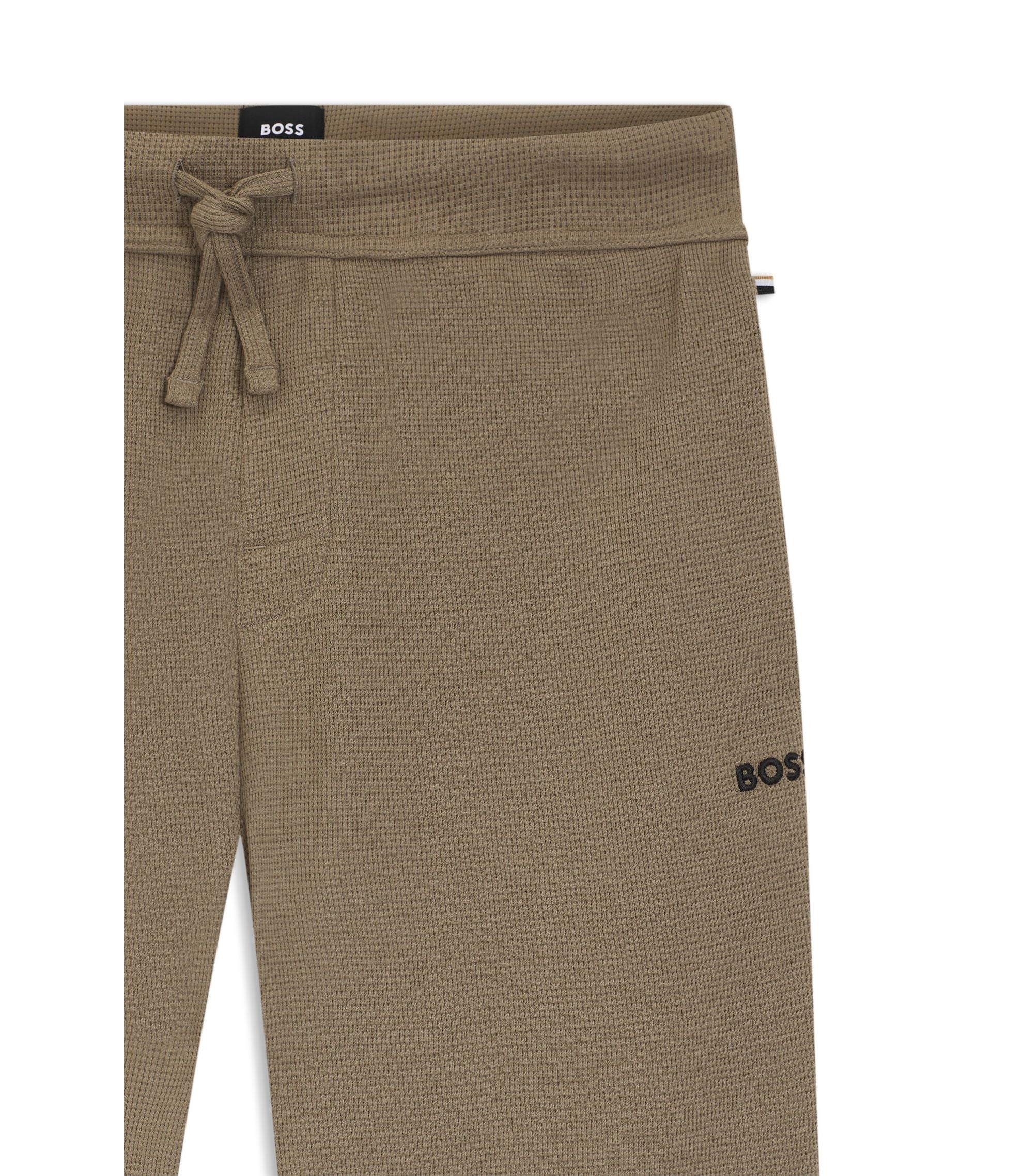 Boss Waffle Structure Pyjama Bottoms In A Cotton Blend Light Brown