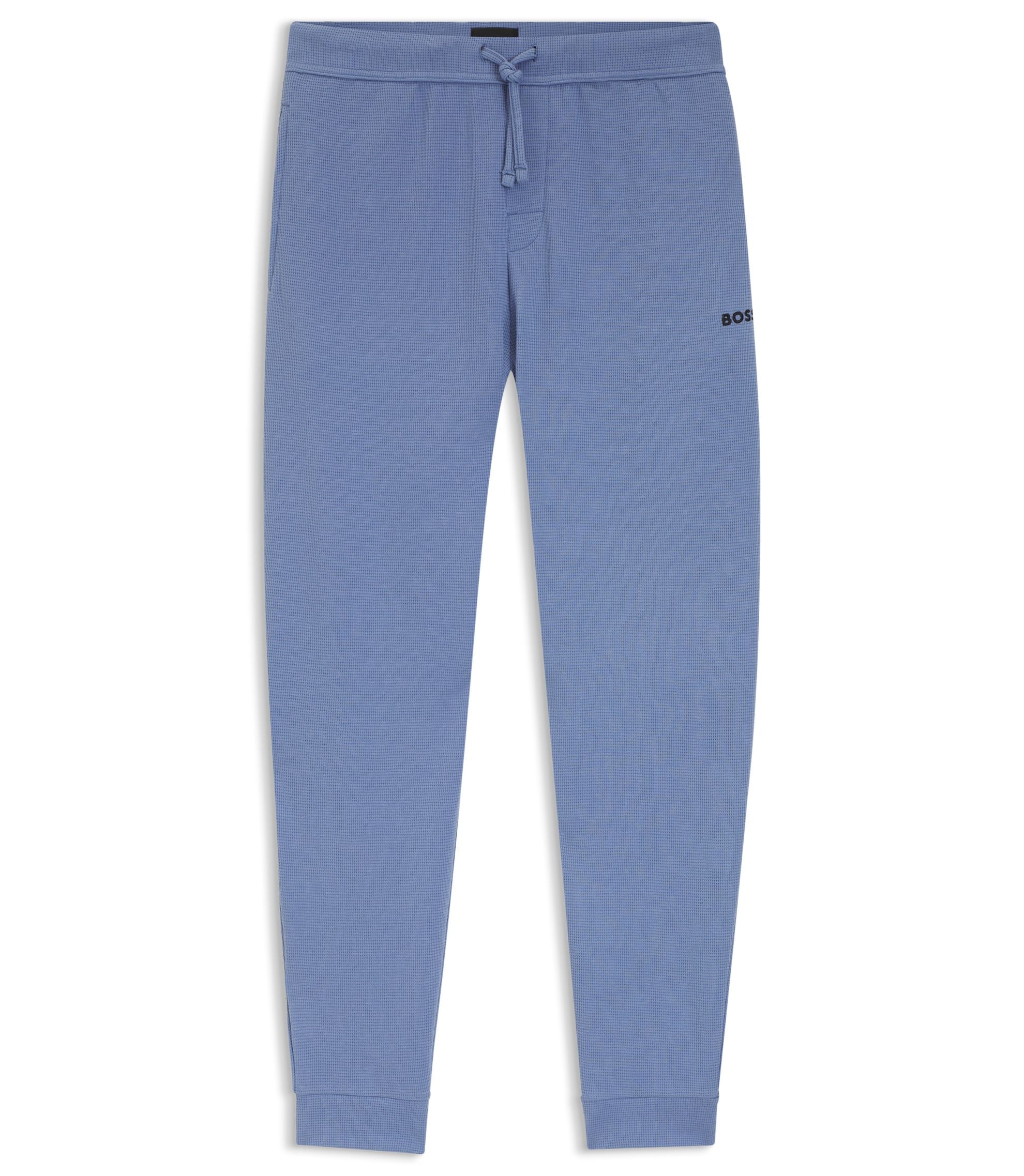 Boss Waffle Structure Pyjama Bottoms In A Cotton Blend Light Blue