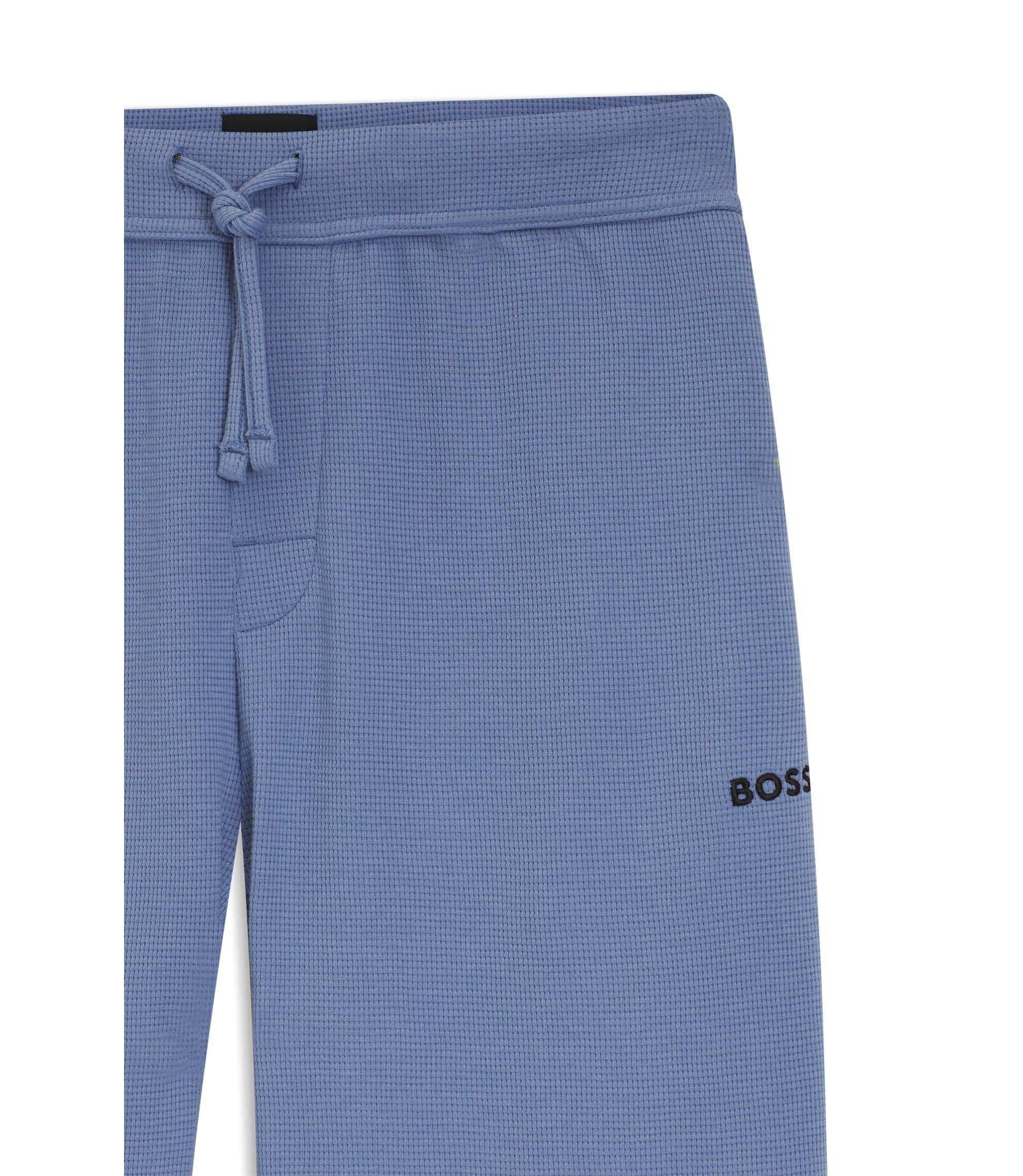 Boss Waffle Structure Pyjama Bottoms In A Cotton Blend Light Blue