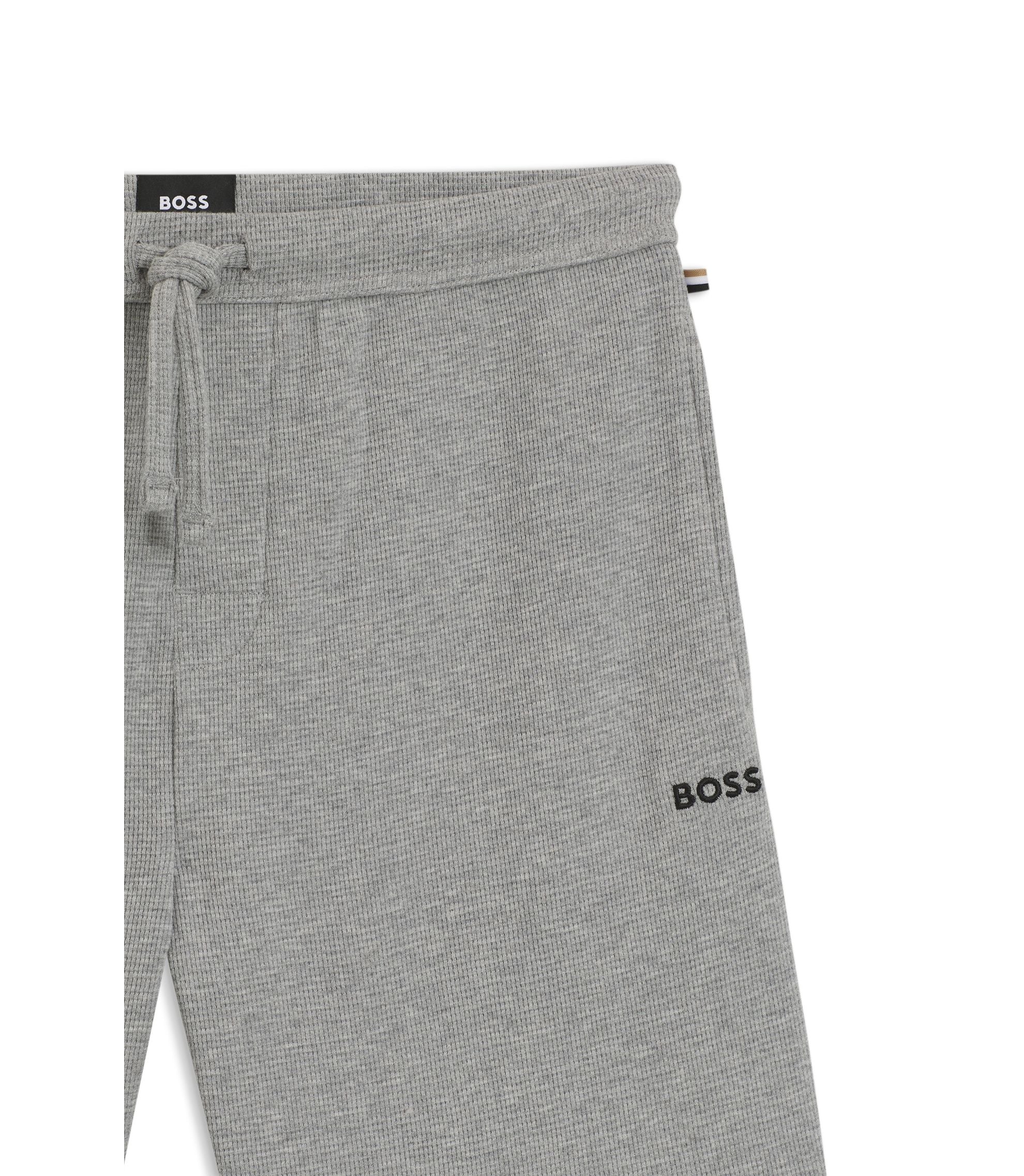 Boss Cotton Blend Pajama Shorts With Embroidered Logo Grey