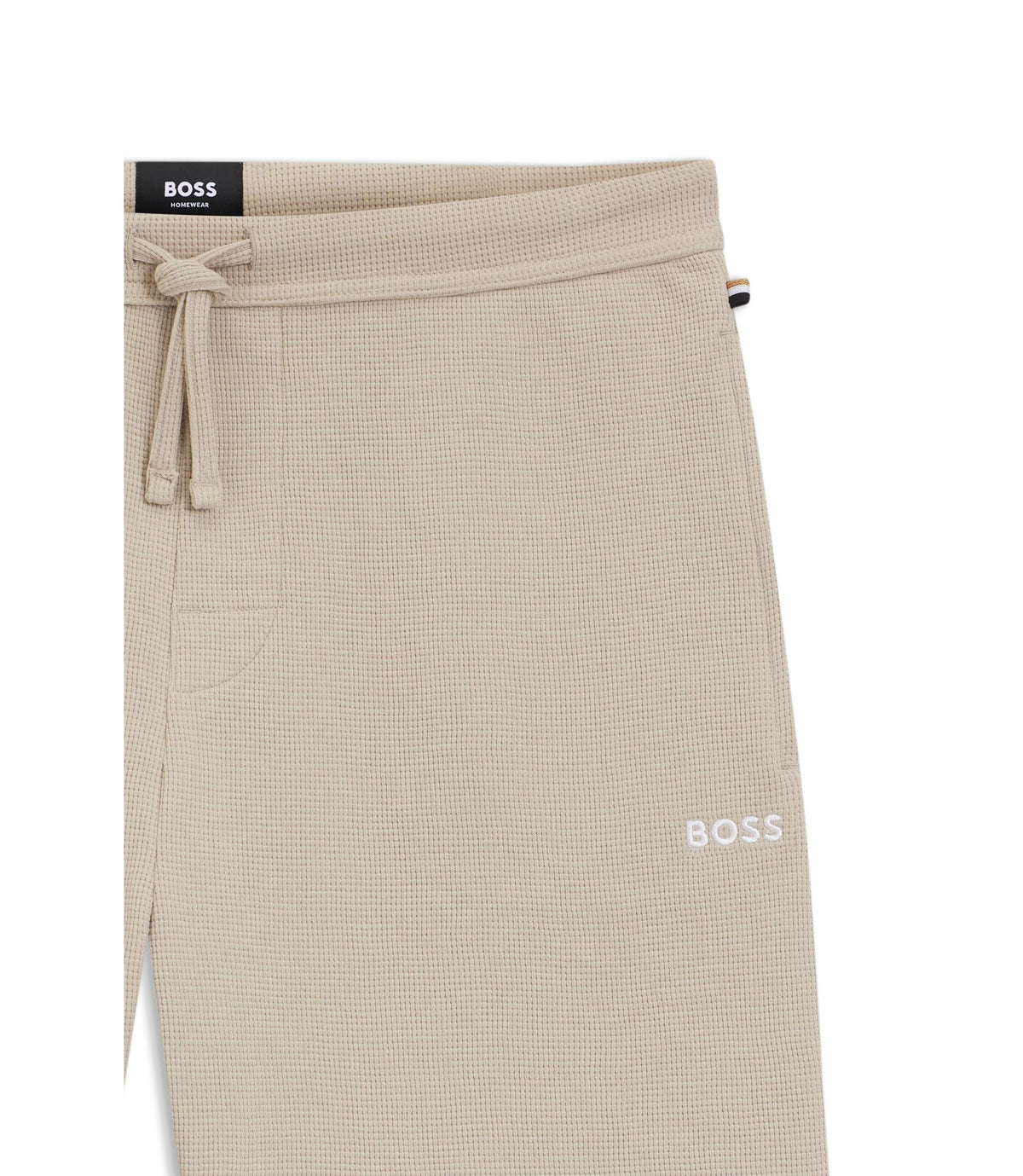 Boss Cotton Blend Pajama Shorts With Embroidered Logo Light Beige