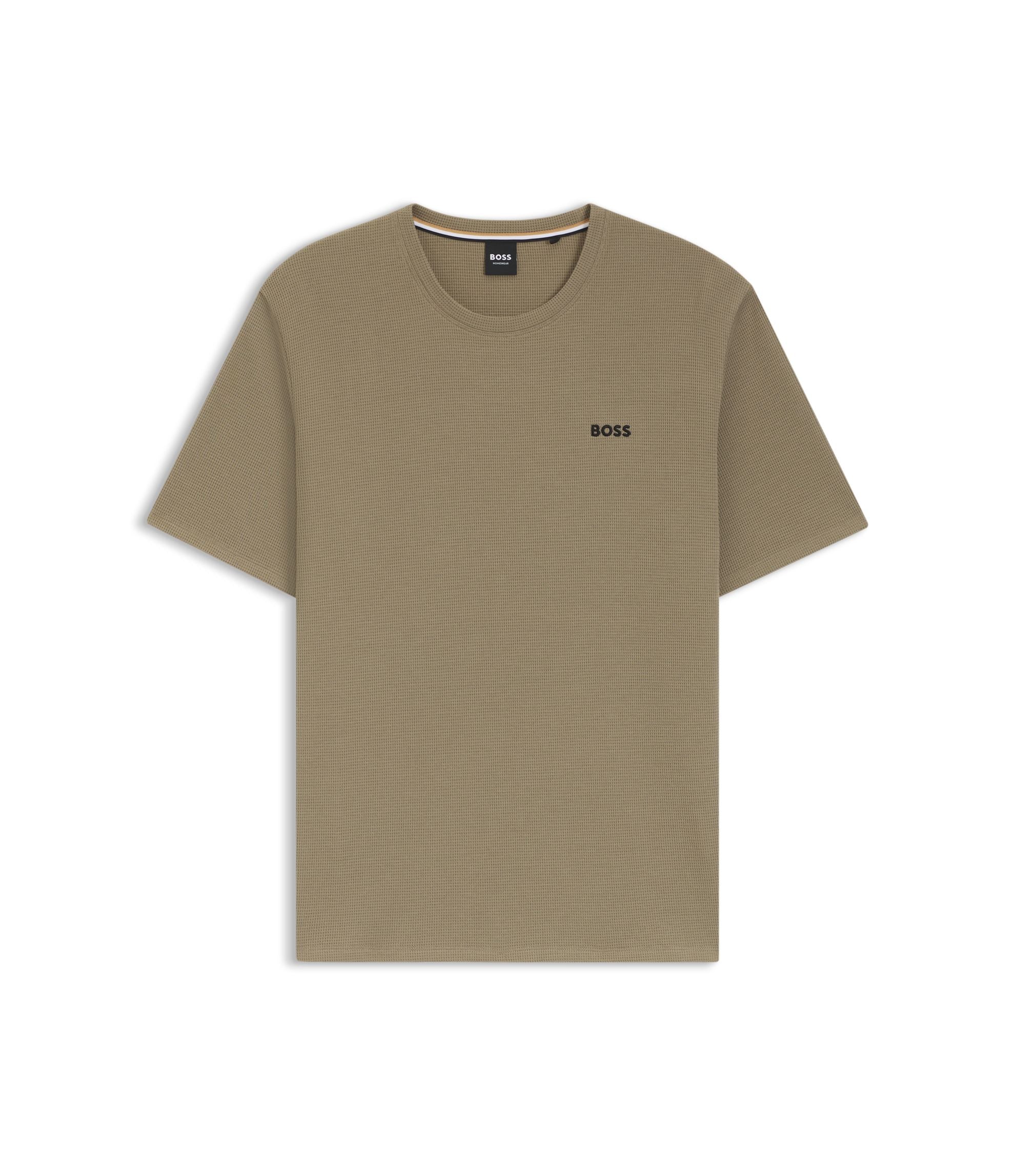 Boss Cotton Blend Pajama T Shirt With Embroidered Logo Light Brown