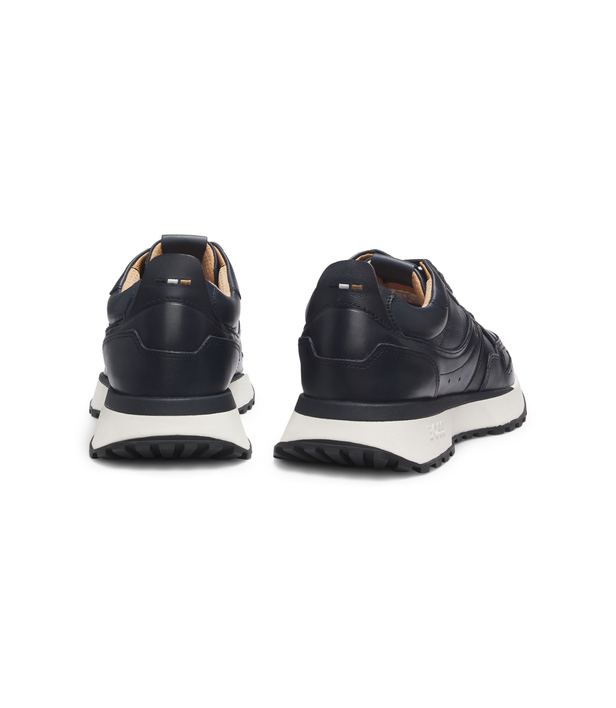 Boss Trainers In Burnished Leather Dark Blue Dark Blue