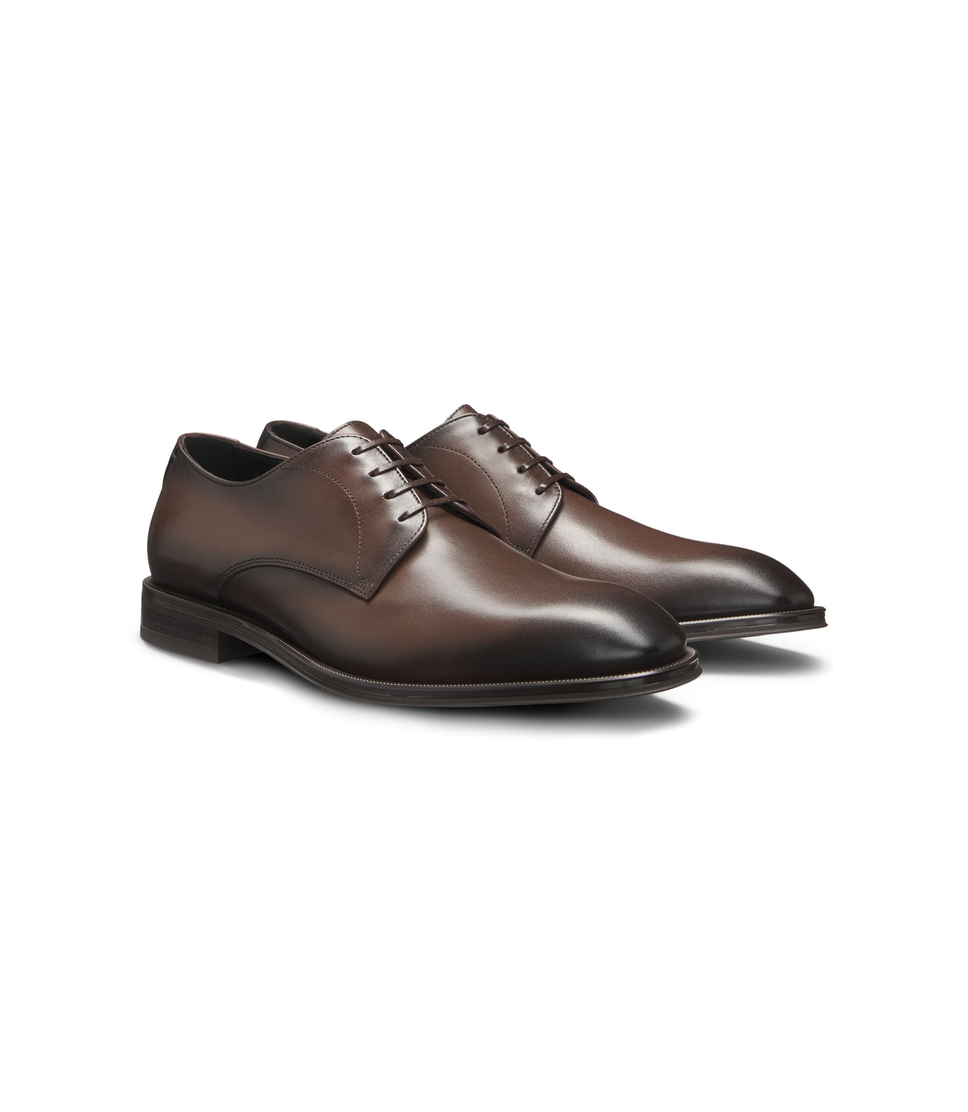 Boss Italian Made Leather Derby Shoes Dark Brown Dark Brown