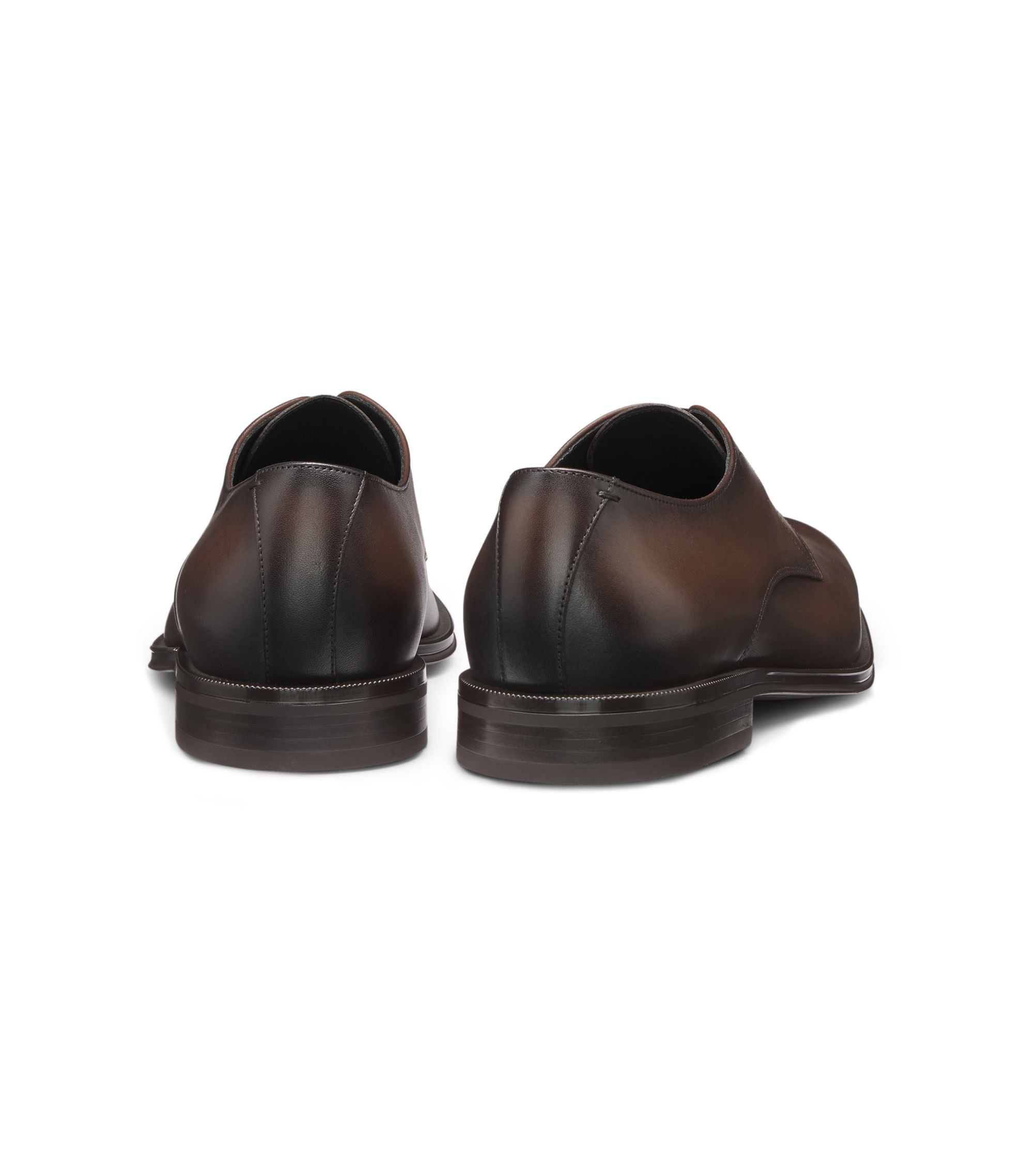 Boss Italian Made Leather Derby Shoes Dark Brown Dark Brown