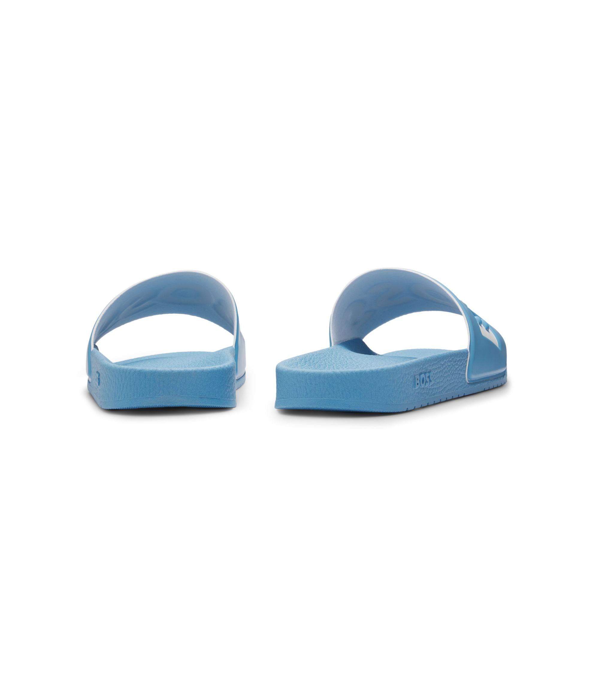 Boss Italian Made Slides With Large Logo Detail Turquoise Turquoise