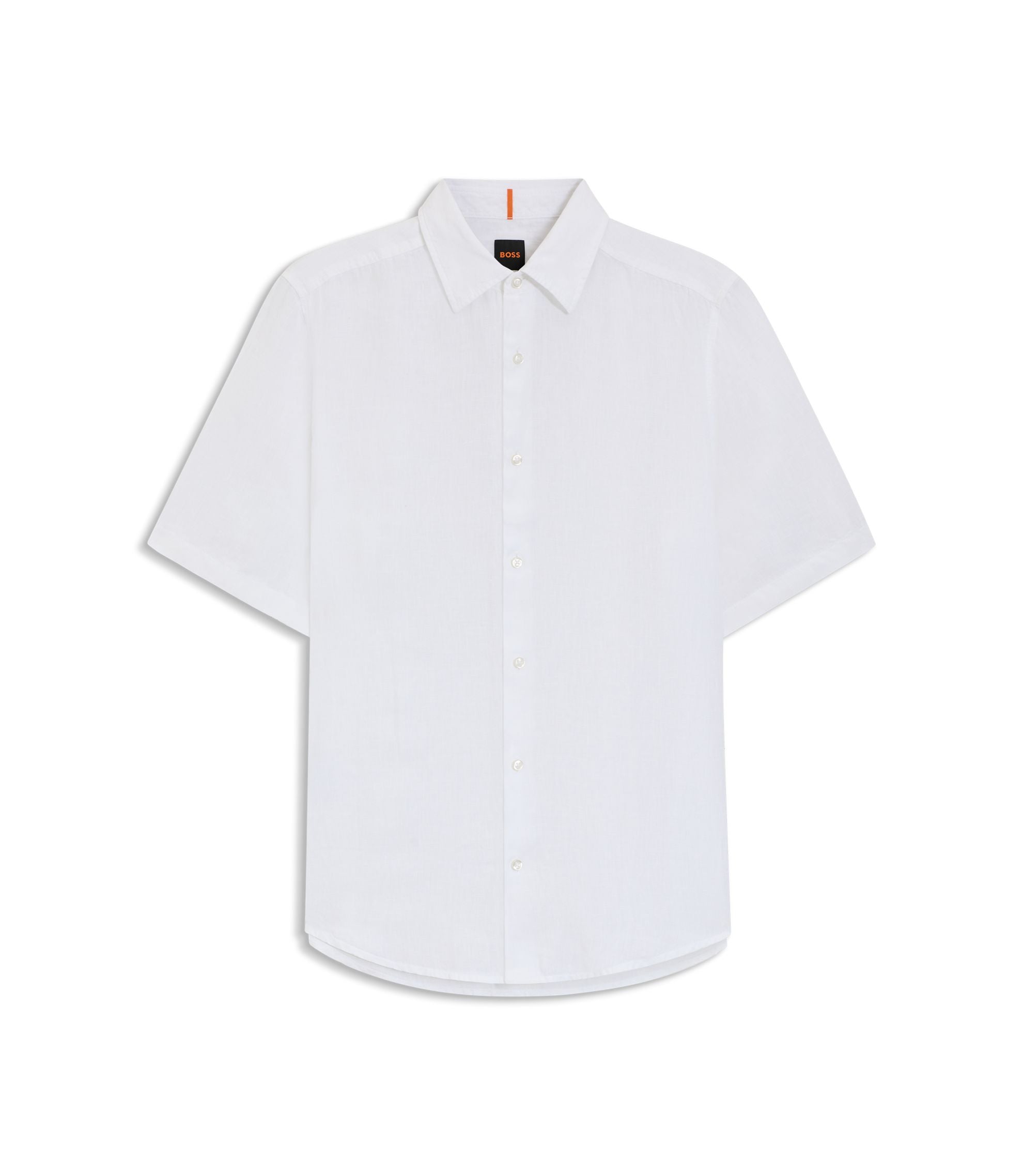 Boss Regular Fit Shirt In Linen White