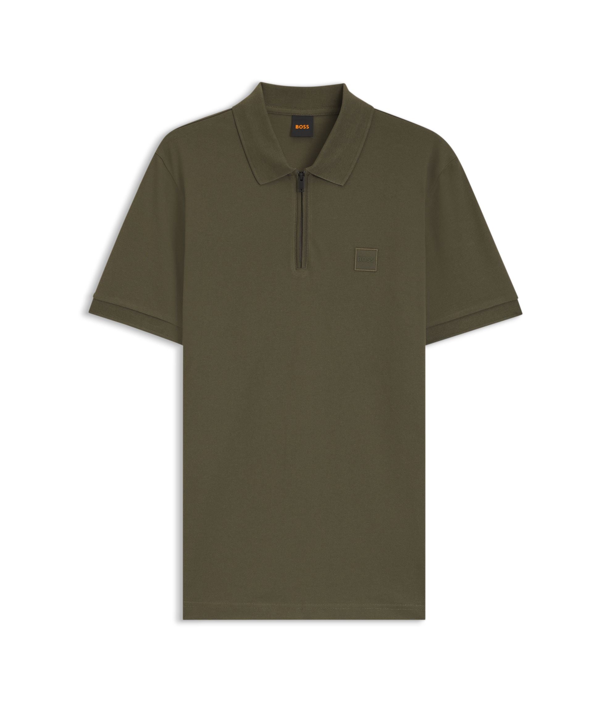 Boss Stretch Cotton Slim Fit Polo Shirt With Logo Patch Green