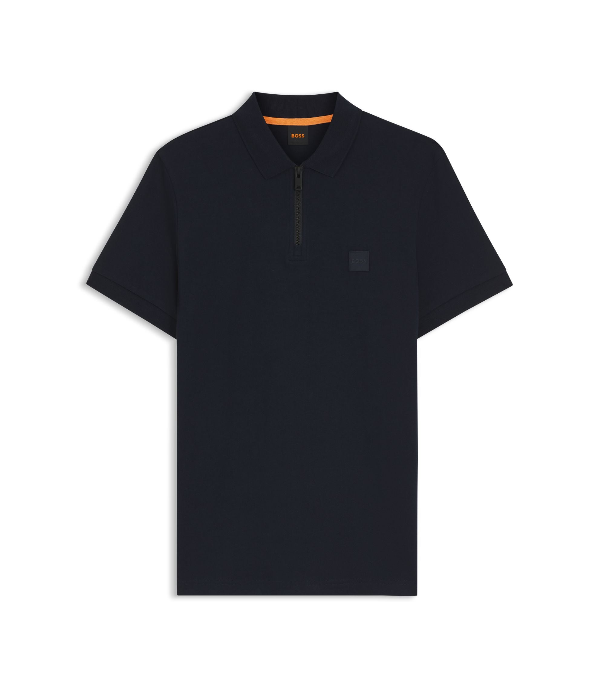 Boss Stretch Cotton Slim Fit Polo Shirt With Logo Patch Dark Blue