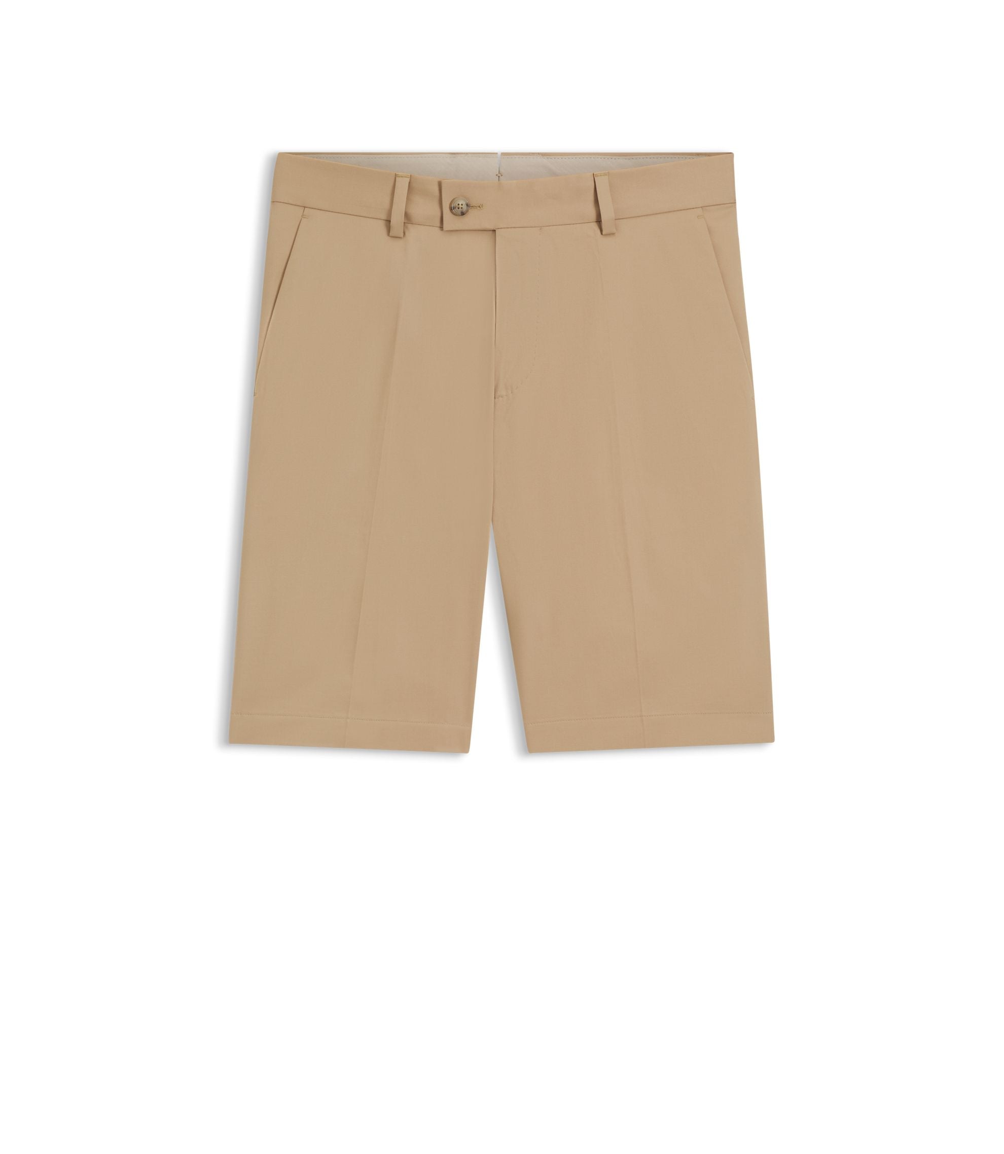 Boss Tapered Fit Shorts In Cotton Silk And Stretch Beige