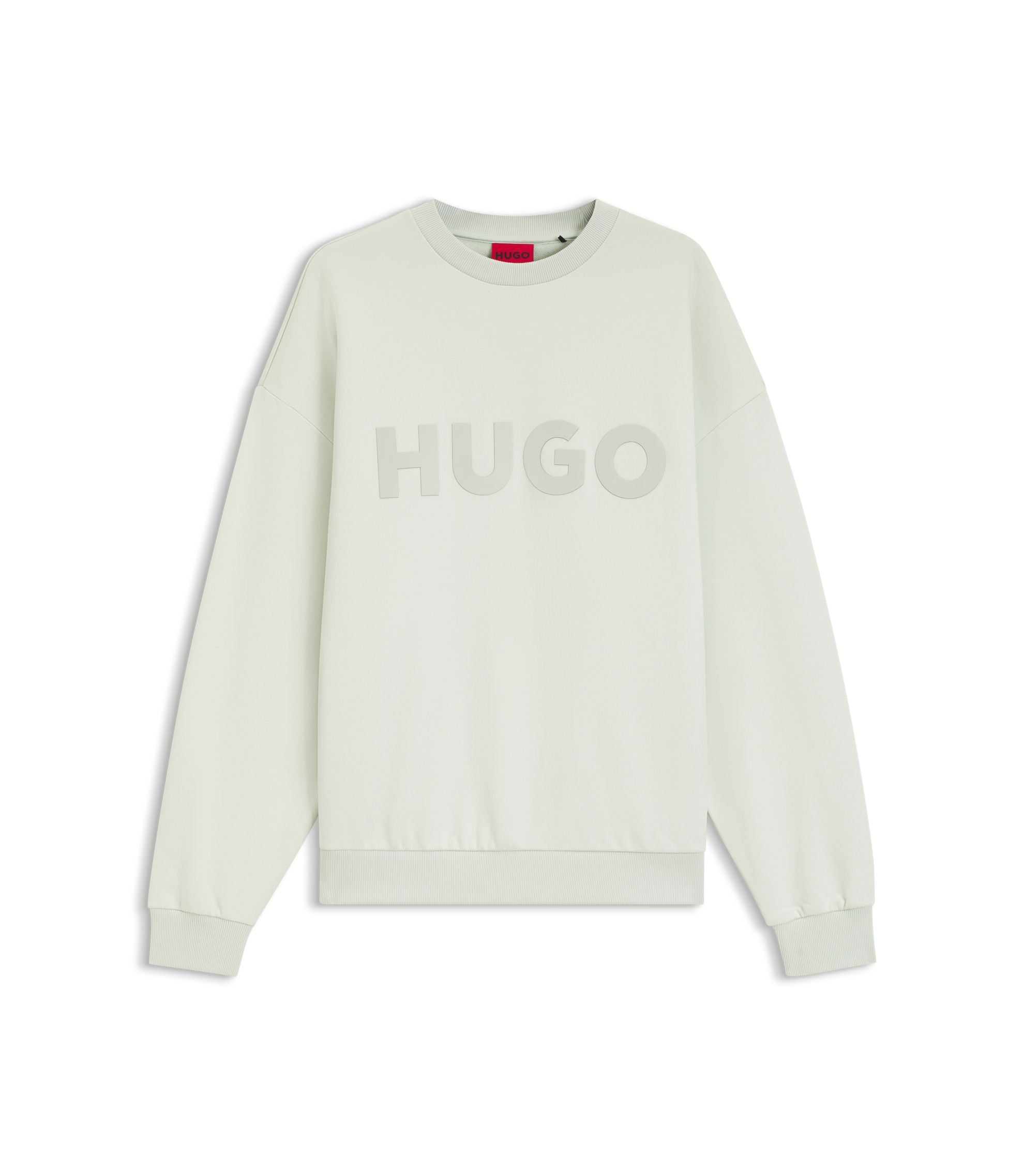 Hugo Oversize Fit Sweatshirt In Cotton Terry With Tonal Logo Light Green