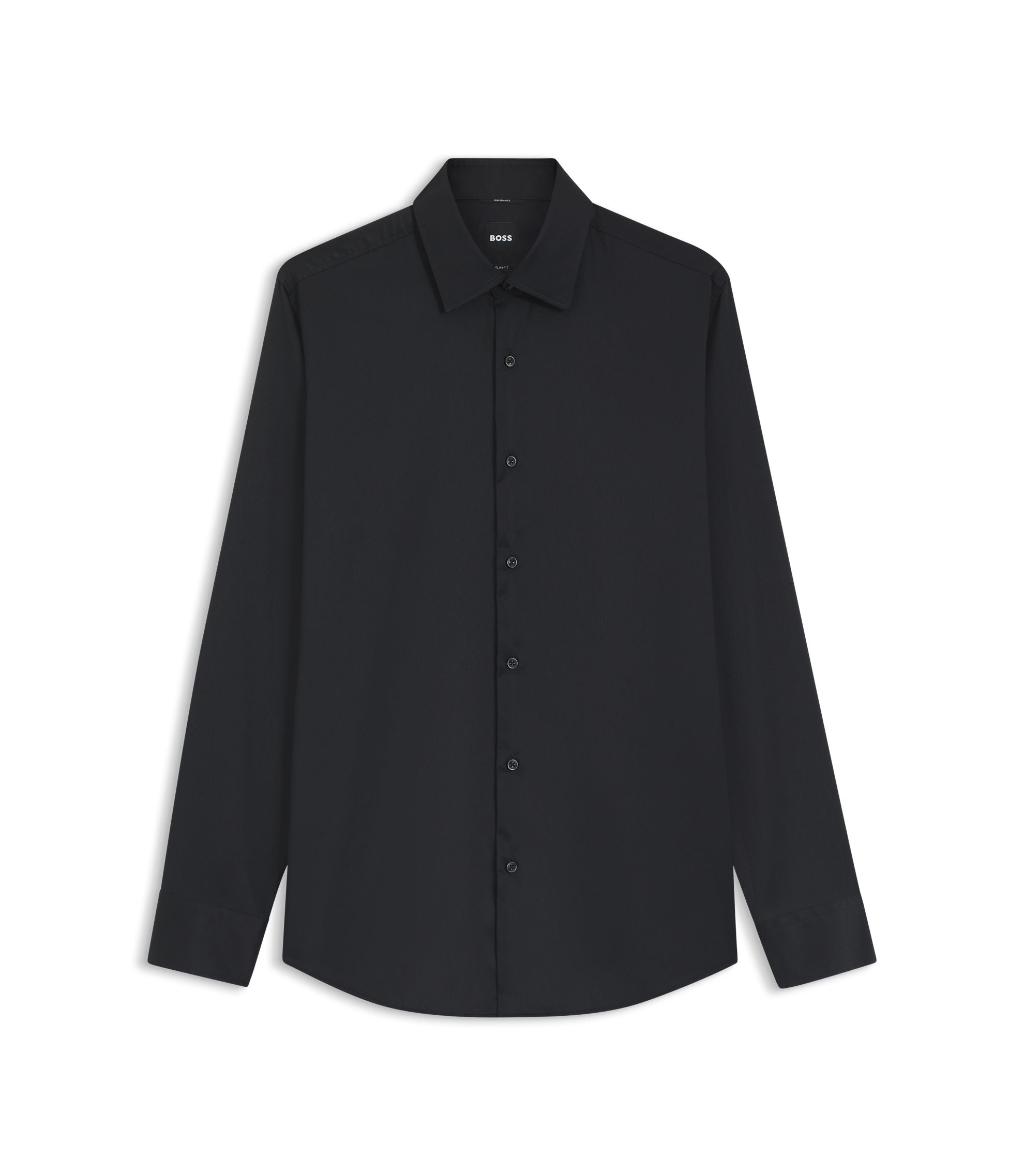 Boss Slim Fit Shirt In Performance Stretch Twill Black