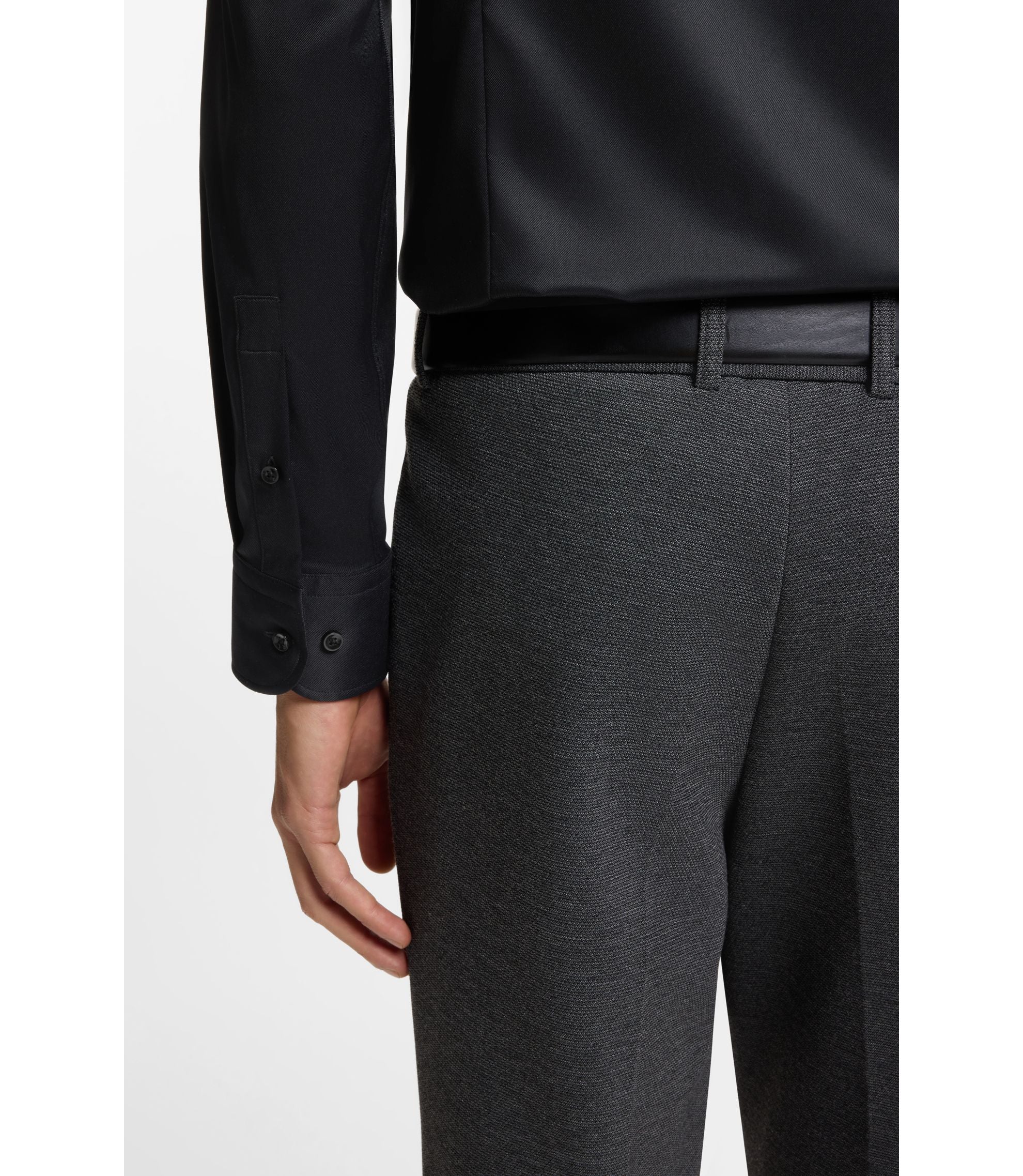 Boss Slim Fit Shirt In Performance Stretch Twill Black