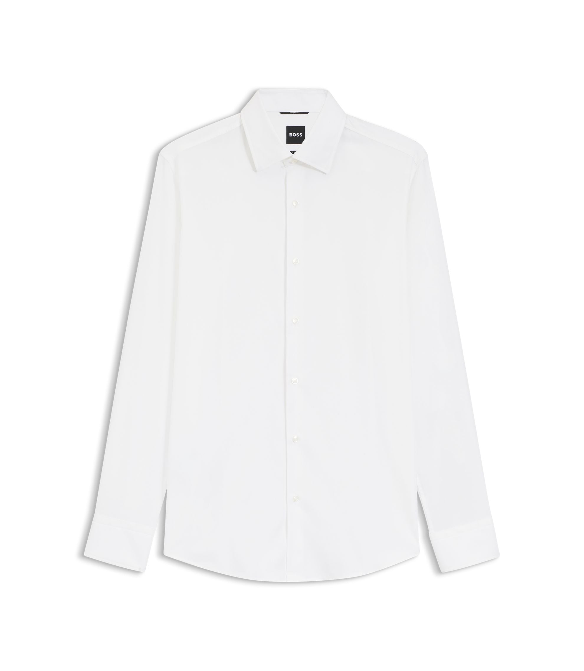 Boss Slim Fit Shirt In Performance Stretch Twill White