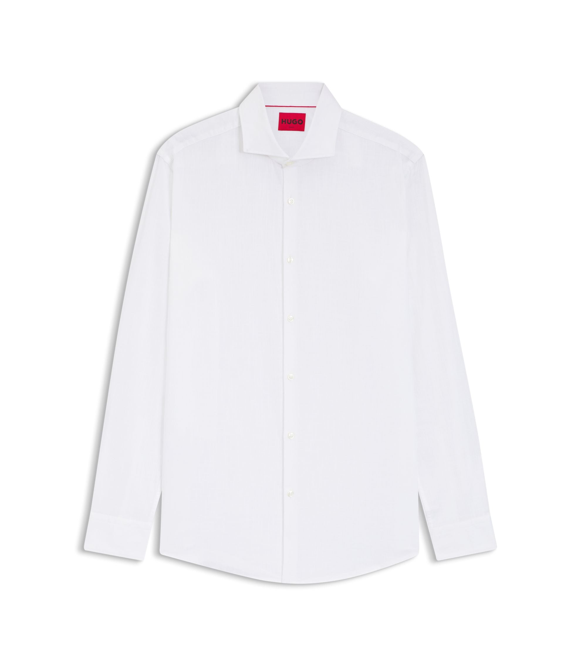 Hugo Slim Fit Shirt In Cotton And Linen White