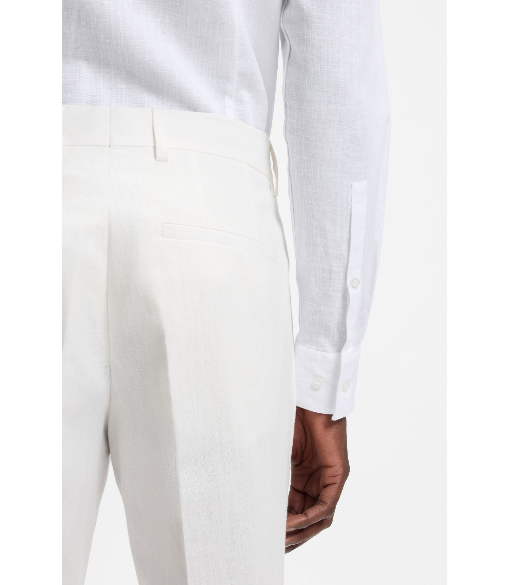 Hugo Slim Fit Shirt In Cotton And Linen White