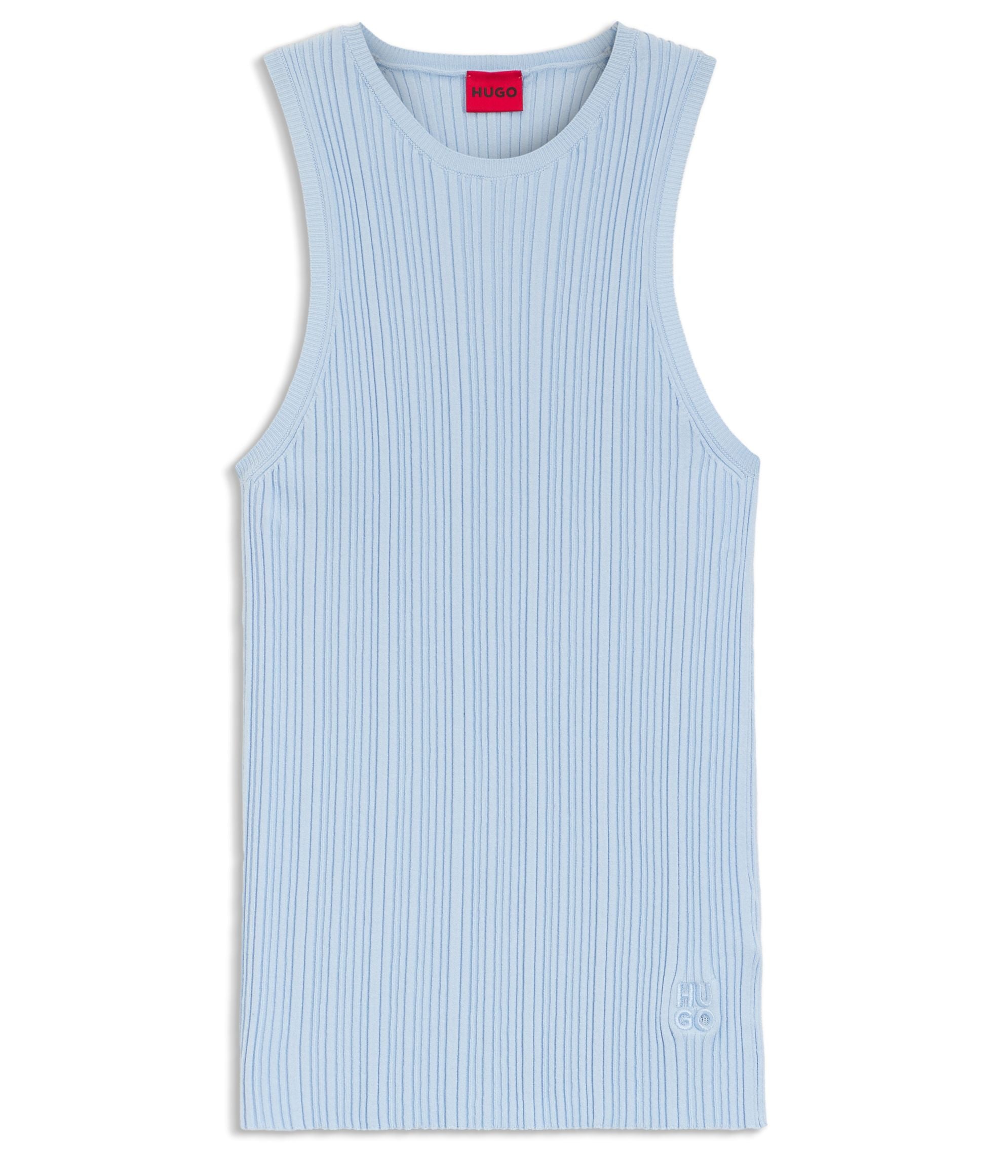 Hugo Sleeveless Top With Irregular Rib Light Blue Women's