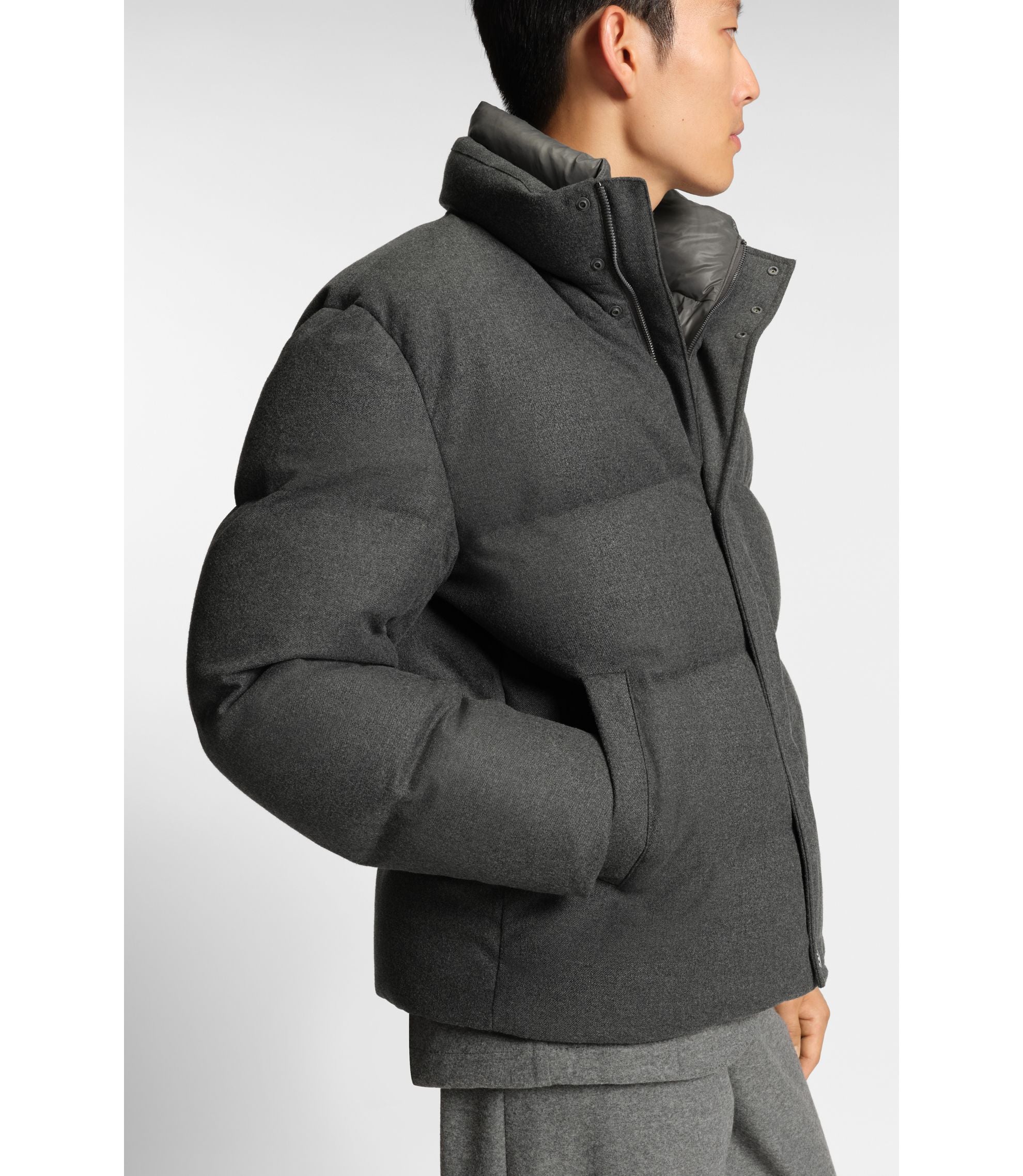 Boss Down Filled Jacket In Flannel Grey