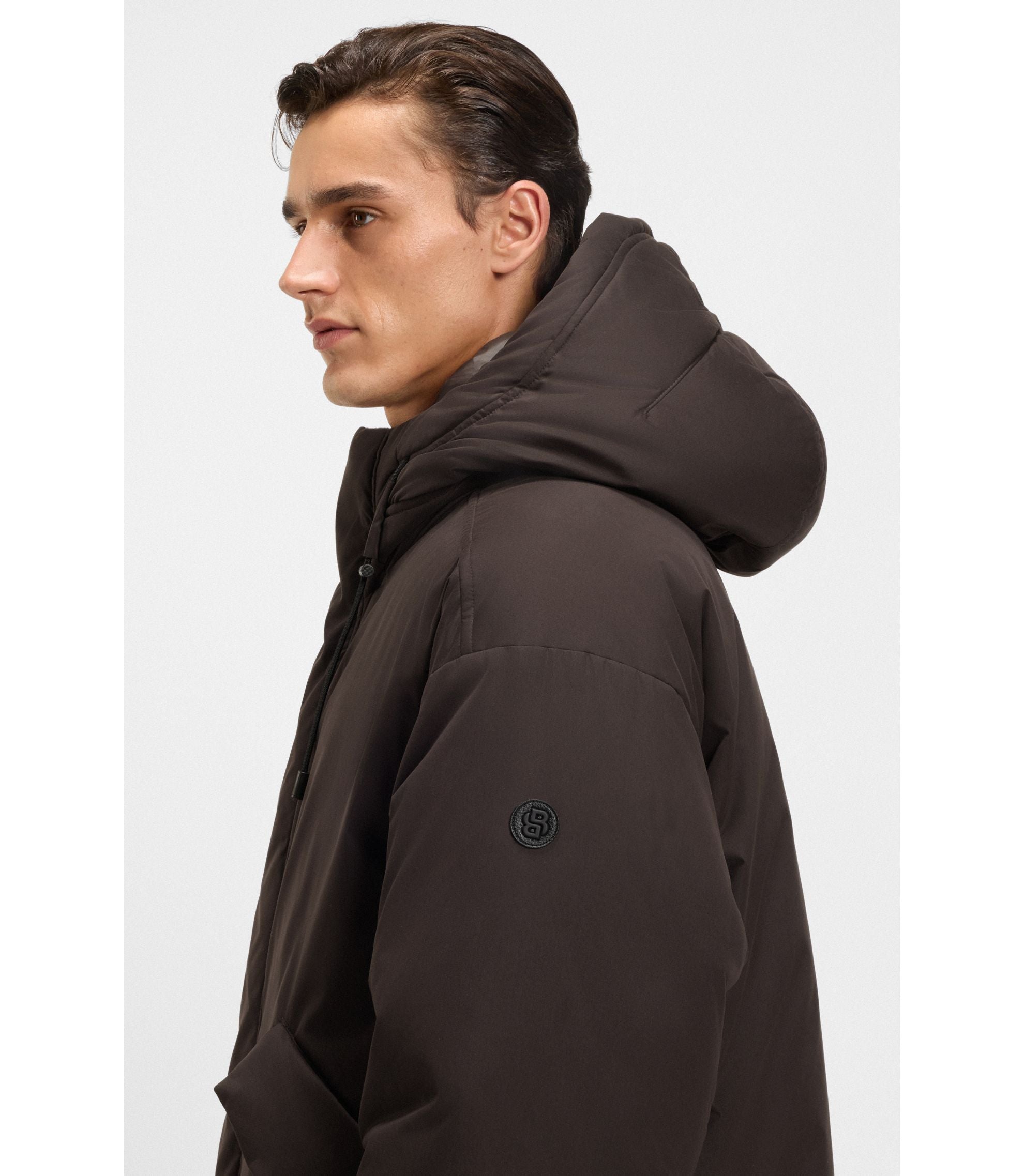 Boss Peached Microfibre Jacket With Water Repellent Finish Dark Brown