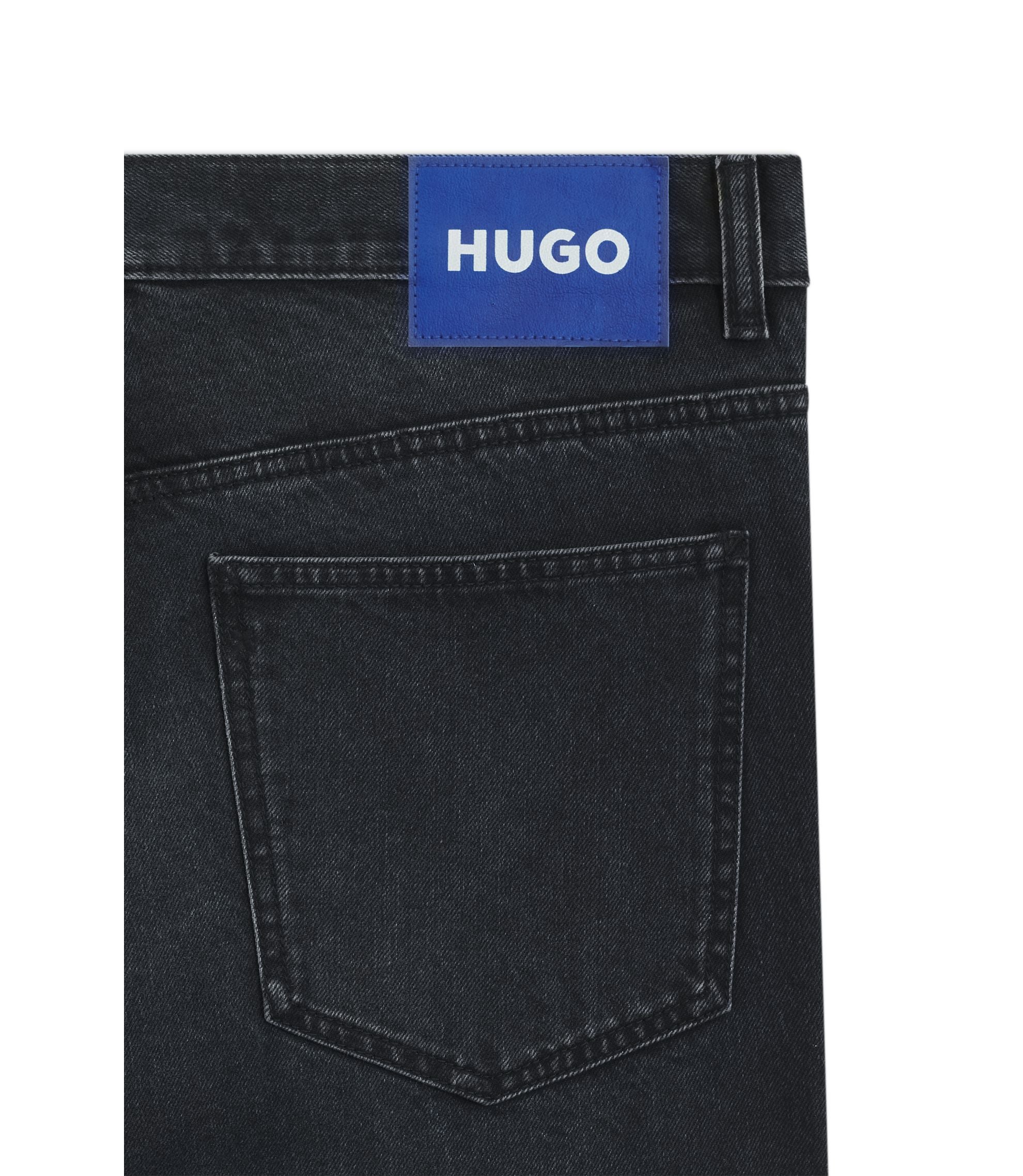 Hugo Blue Black Baggy Fit Jeans In Rigid Denim Dark Blue