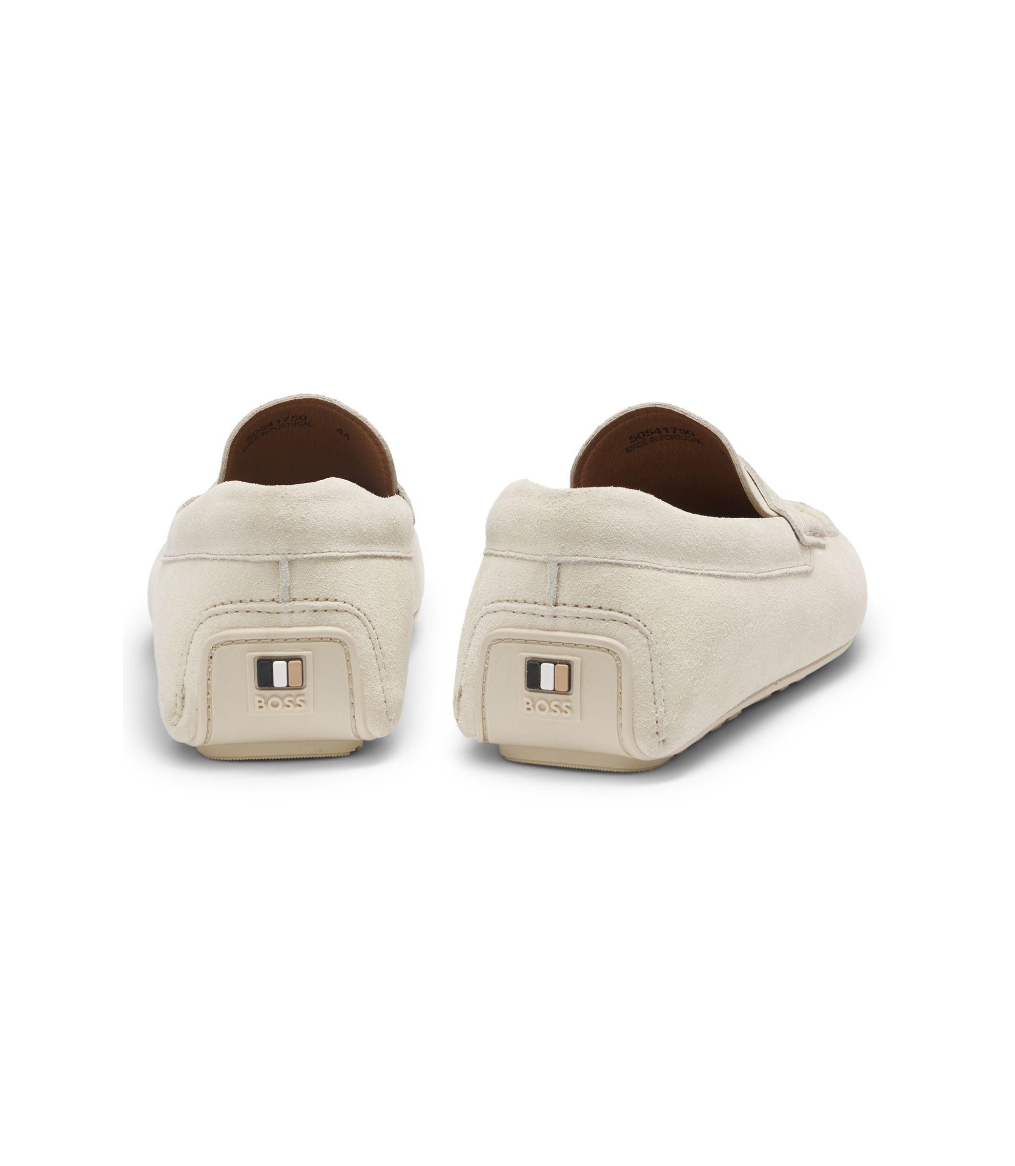Boss Penny Trim Moccasins In Suede White White