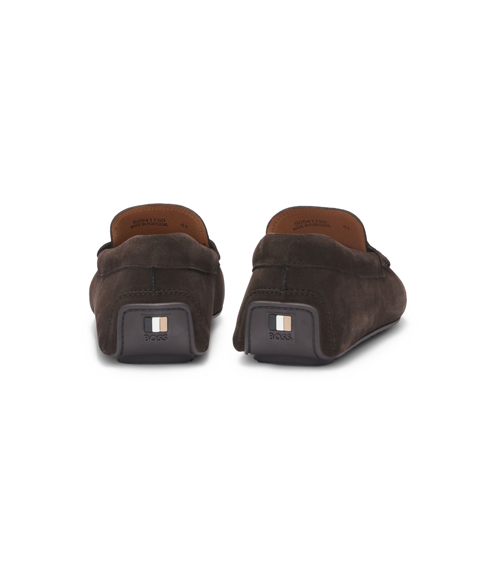 Boss Penny Trim Moccasins In Suede Dark Brown Dark Brown