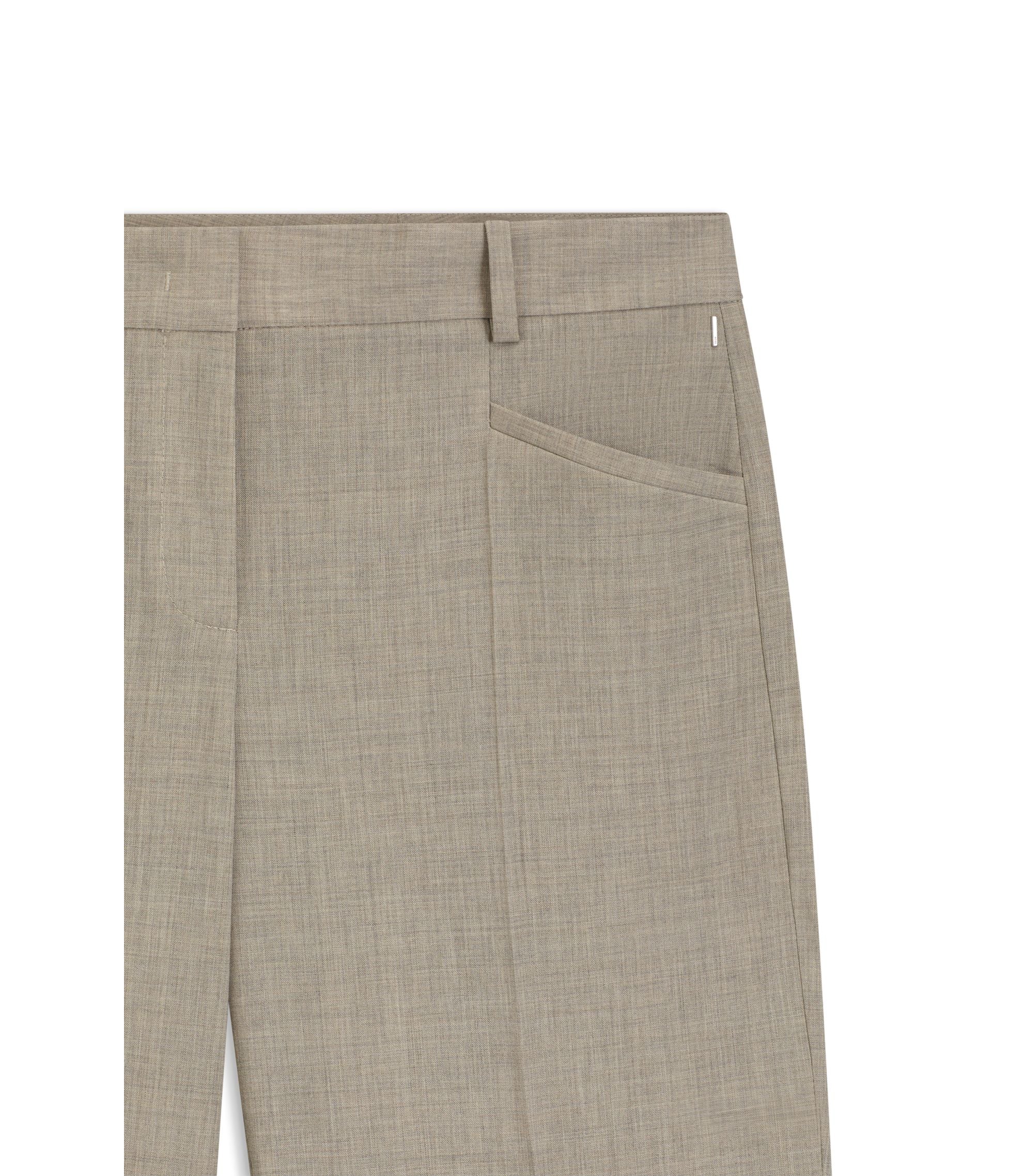 Boss Melange Relaxed Fit Trousers In Virgin Wool Light Beige Women's
