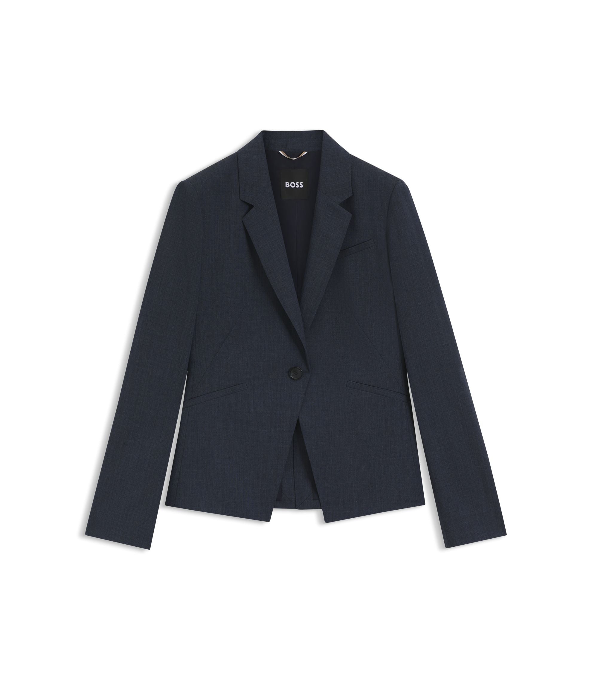 Boss Melange Slim Fit Blazer In Virgin Wool Dark Blue Women's