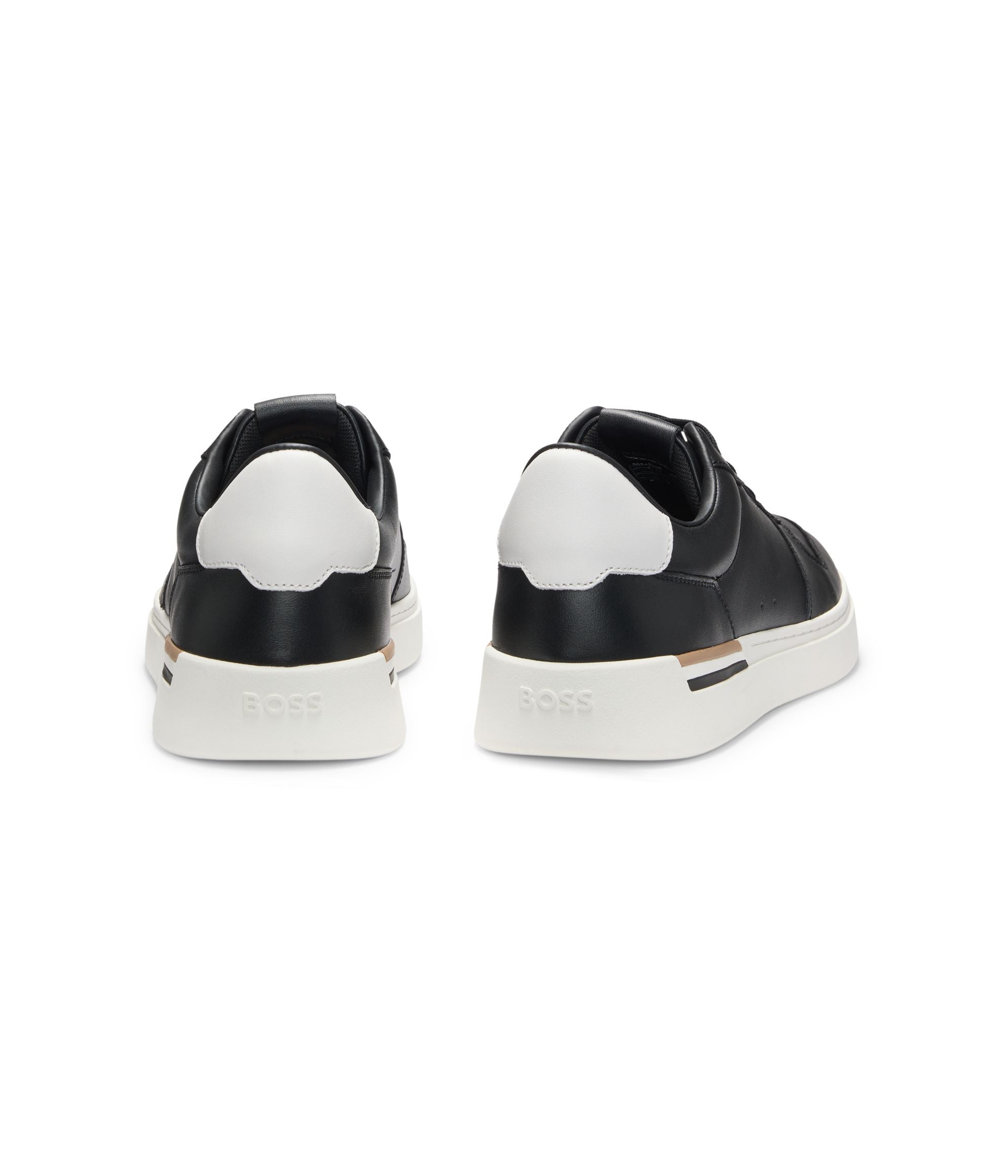 Boss Logo Detail Trainers In Leather Black Black