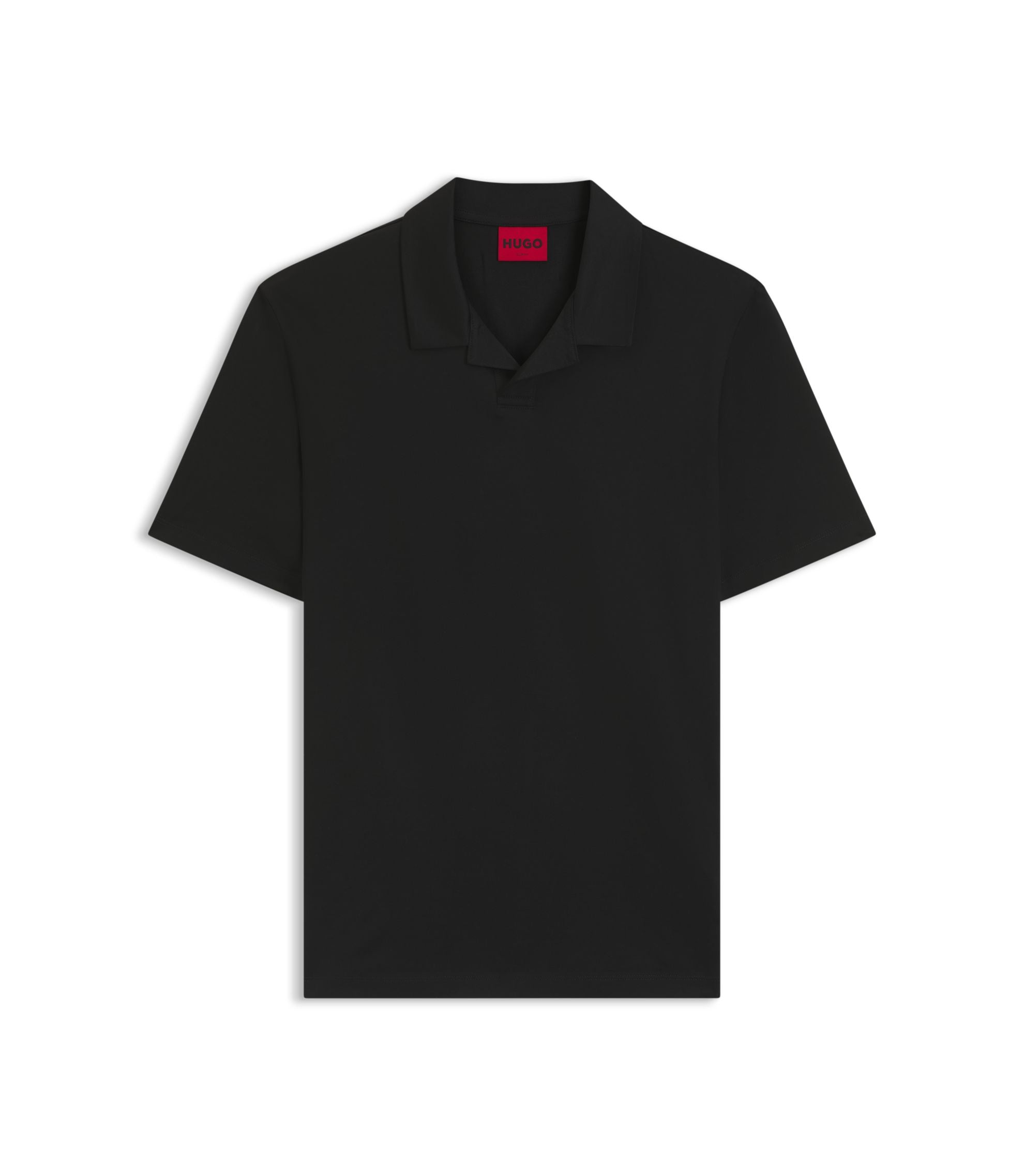 Hugo Johnny Collar Slim Fit Polo Shirt In Stretch Cotton Black