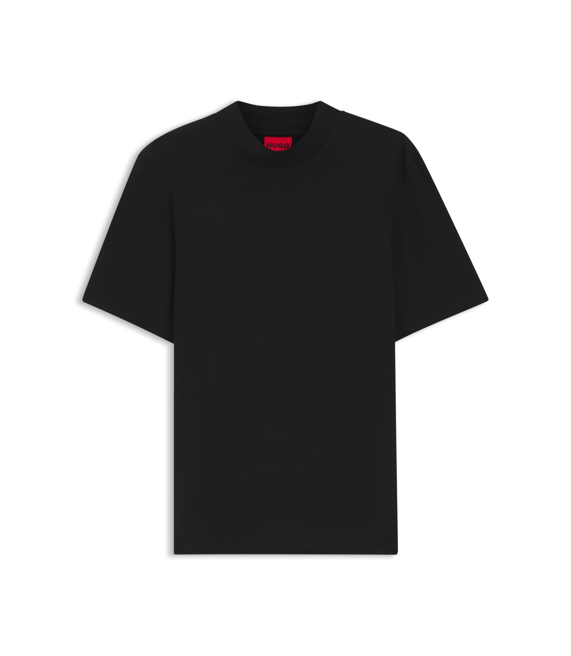 Hugo Stand Collar Slim Fit T Shirt In Stretch Cotton Black