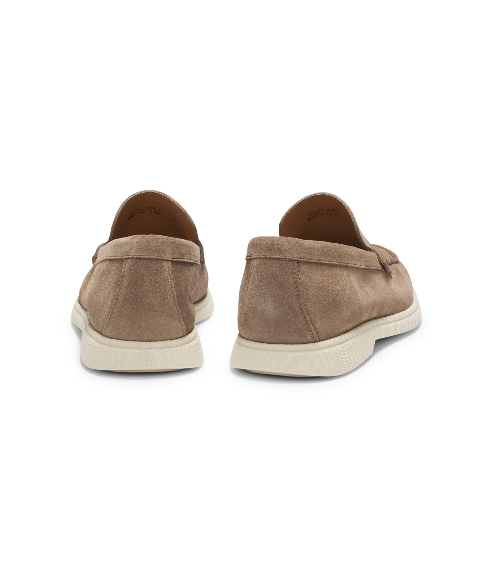 Boss Debossed Logo Loafers In Suede Beige Beige