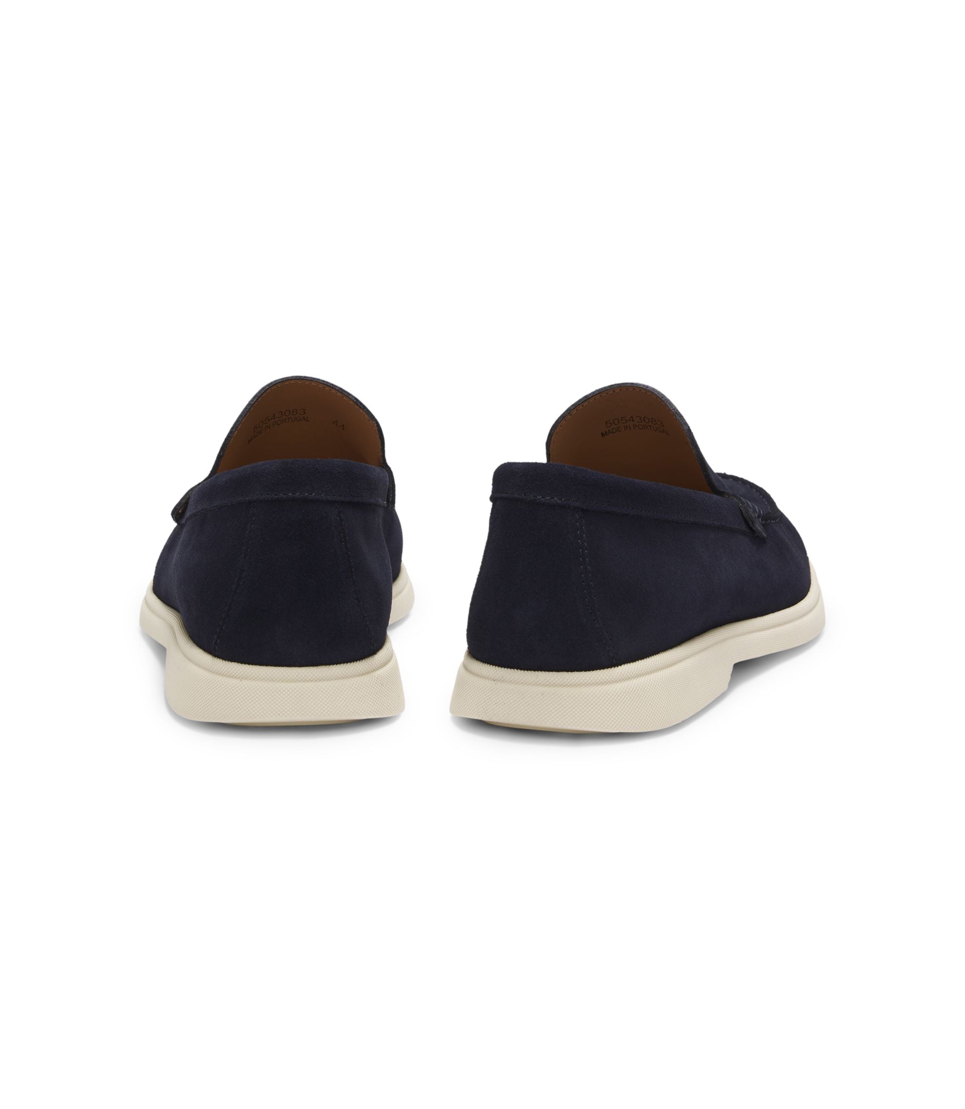 Boss Debossed Logo Loafers In Suede Dark Blue Dark Blue