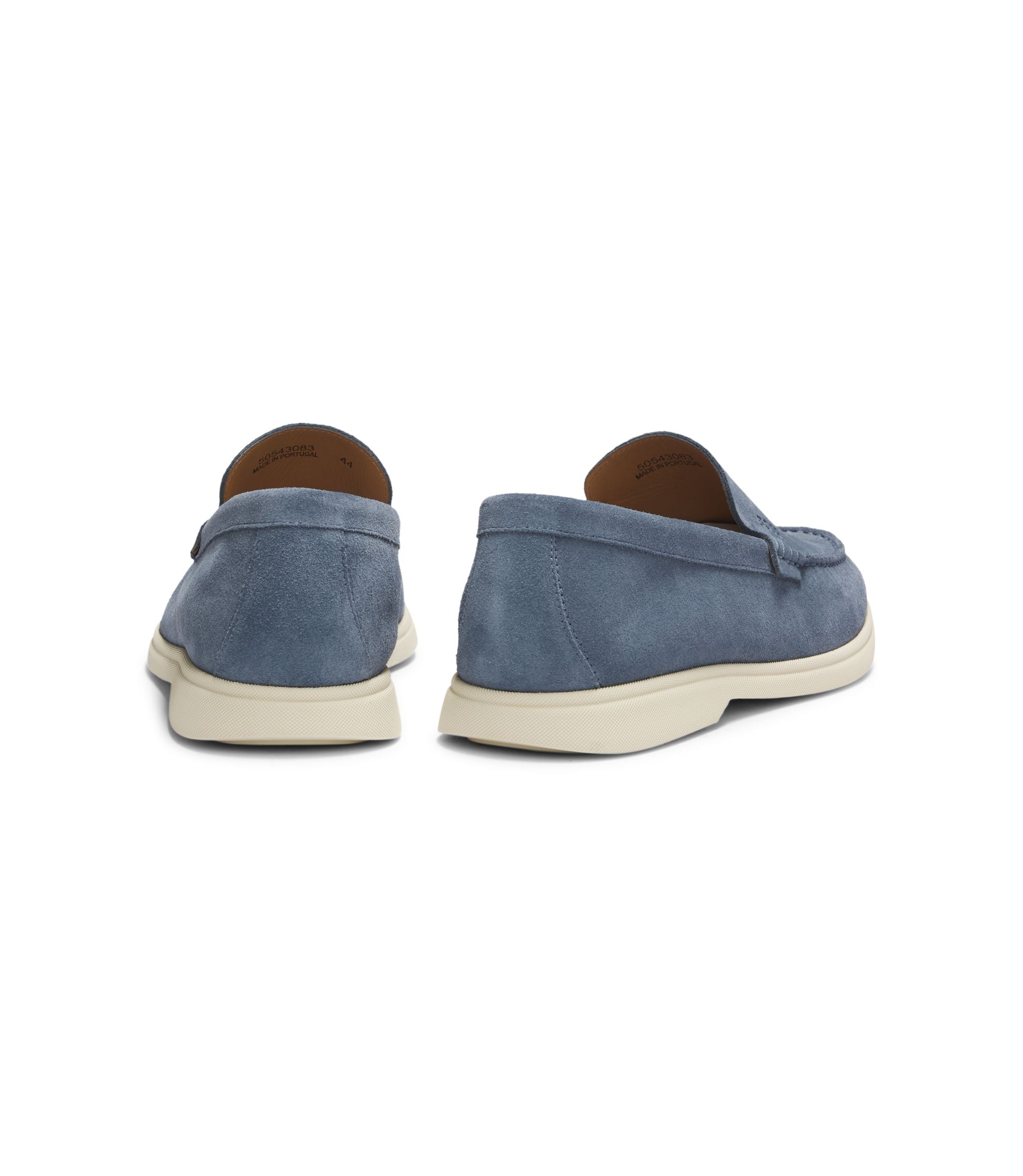 Boss Debossed Logo Loafers In Suede Light Blue Light Blue