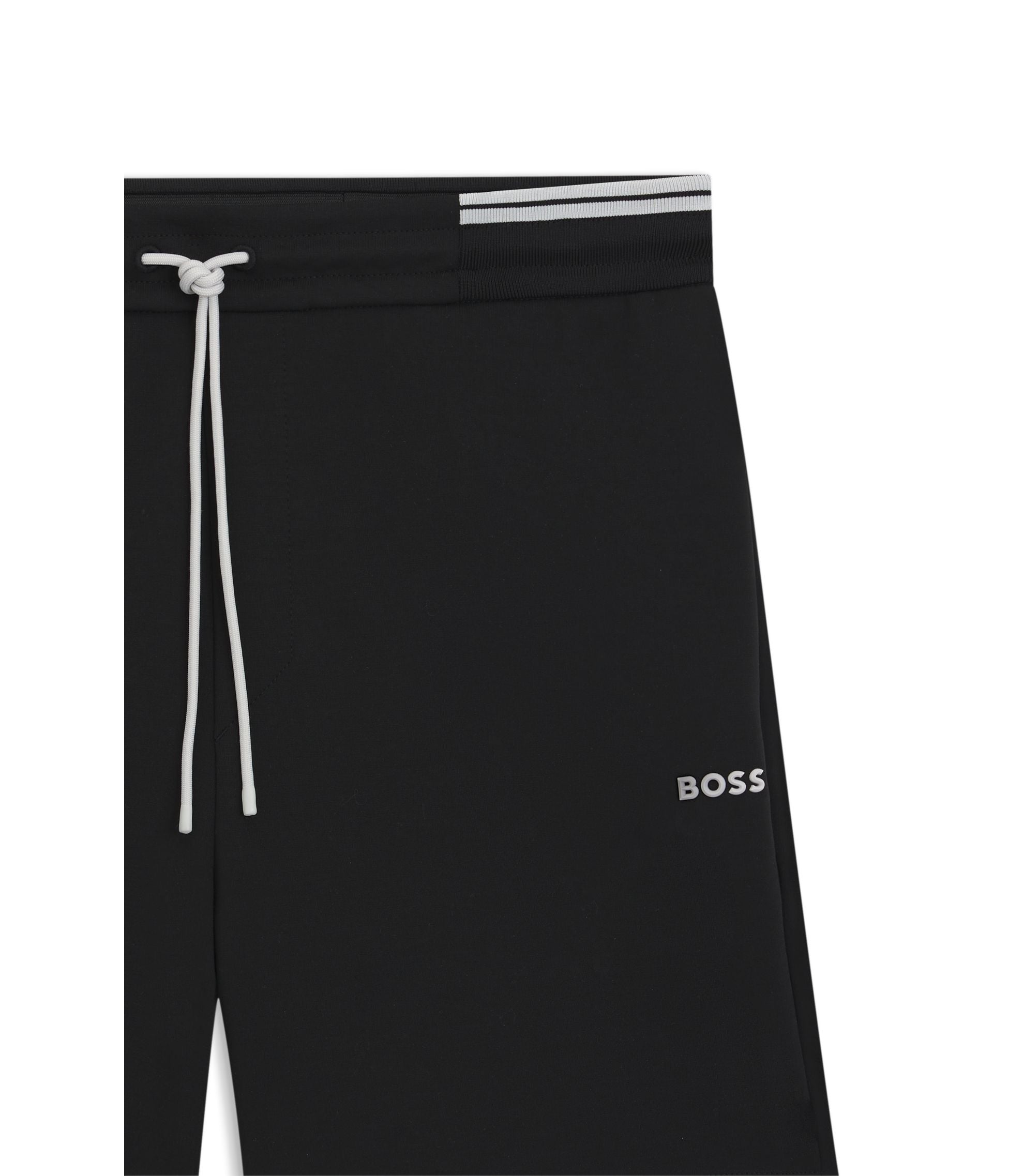 Boss Stripe Detail Shorts In A Cotton Blend Black