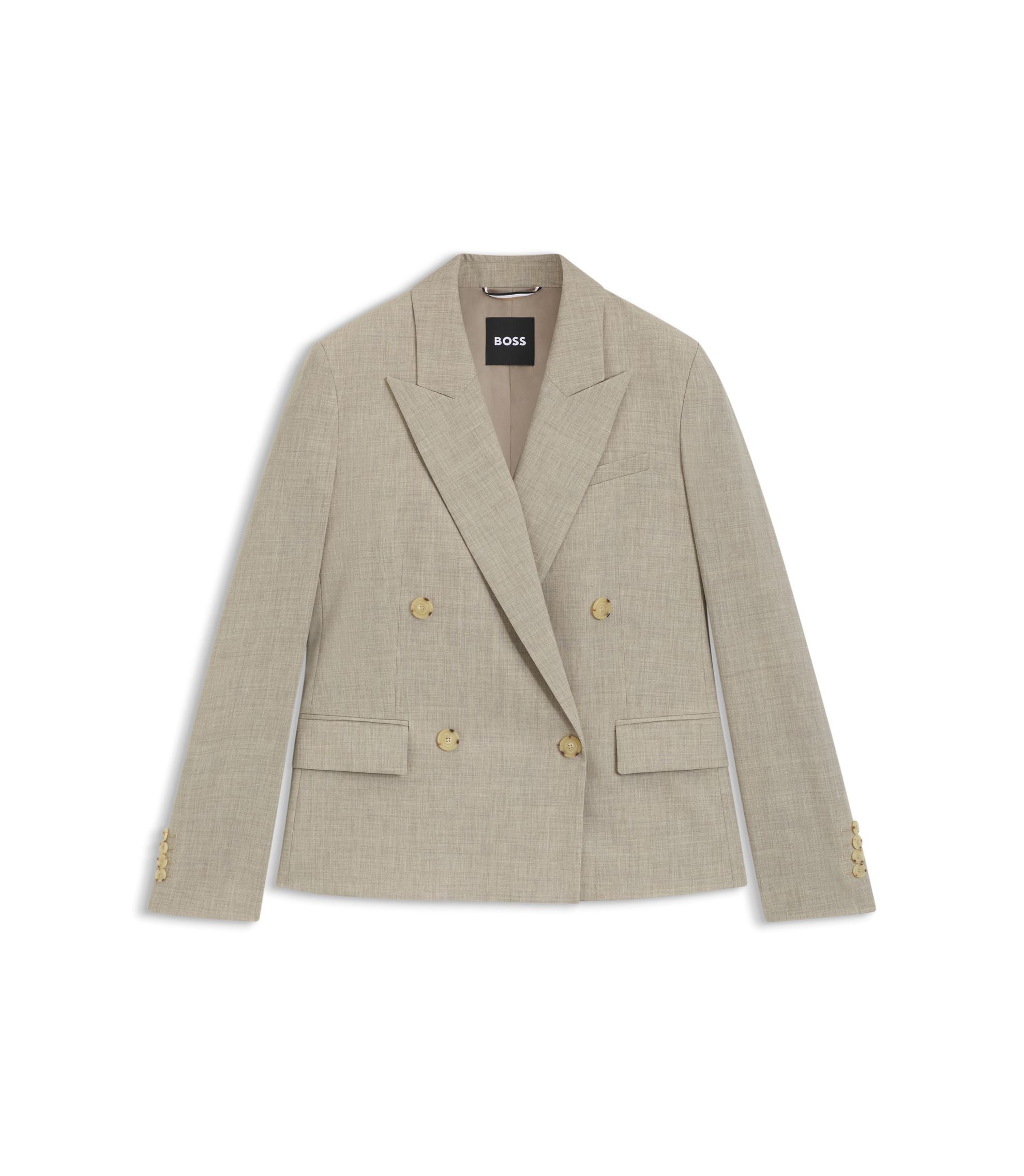 Boss Regular Fit Blazer In Melange Virgin Wool Light Beige Women's