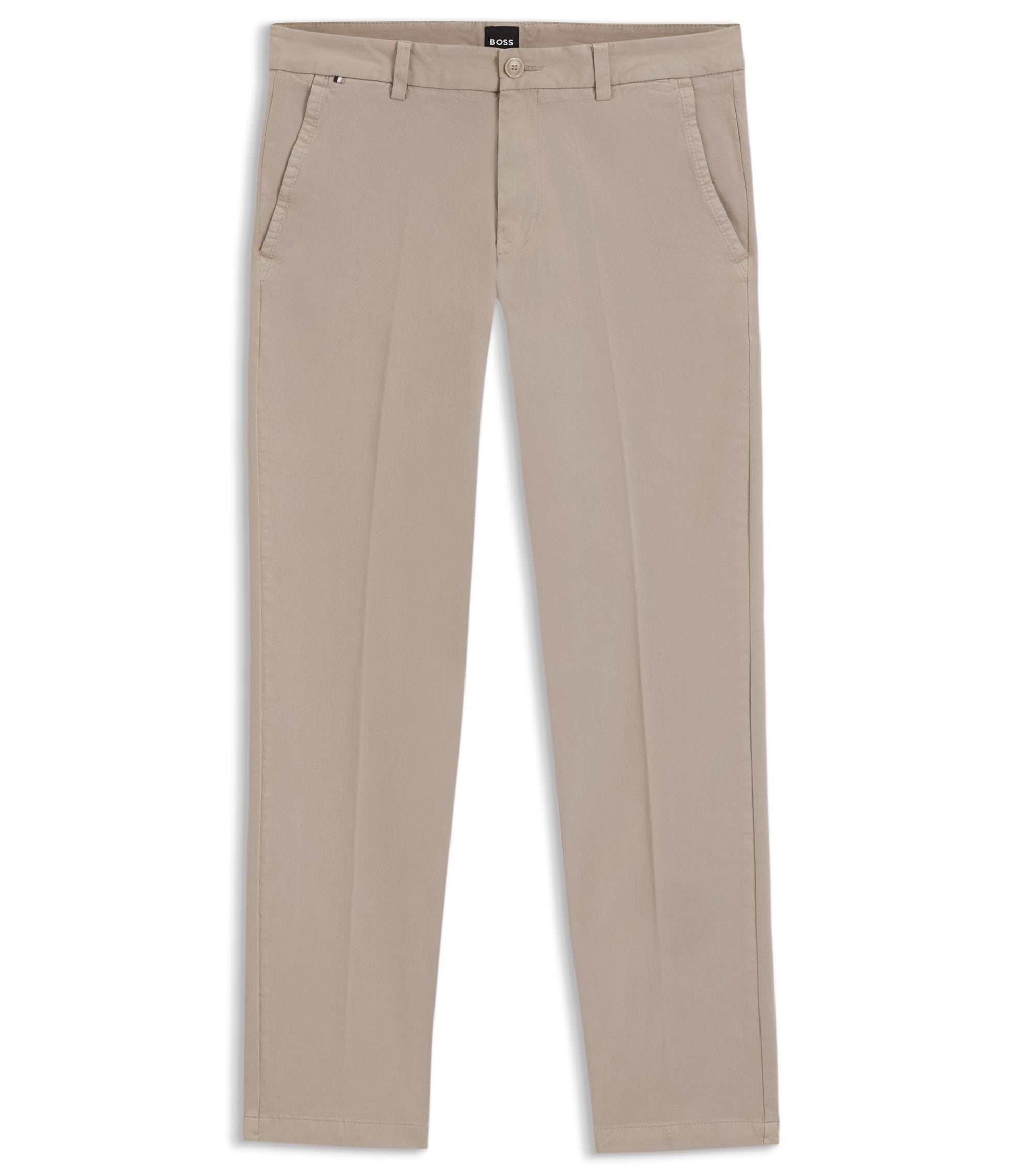 Boss Slim Fit Trousers In Stretch Cotton Gabardine Light Beige