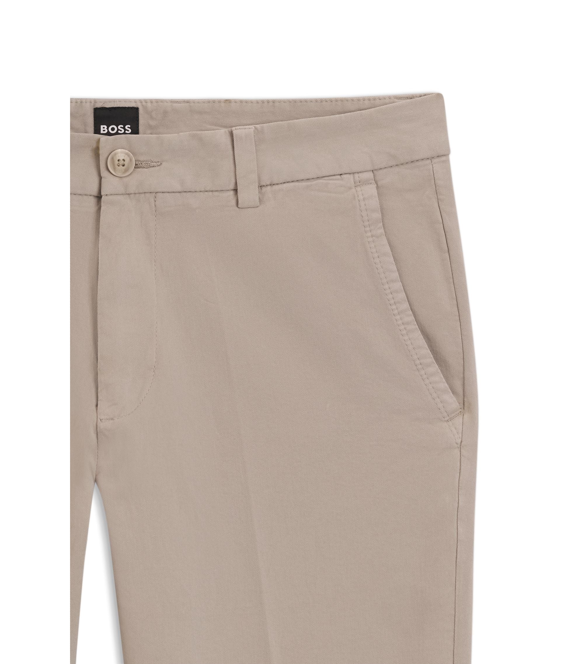 Boss Slim Fit Trousers In Stretch Cotton Gabardine Light Beige