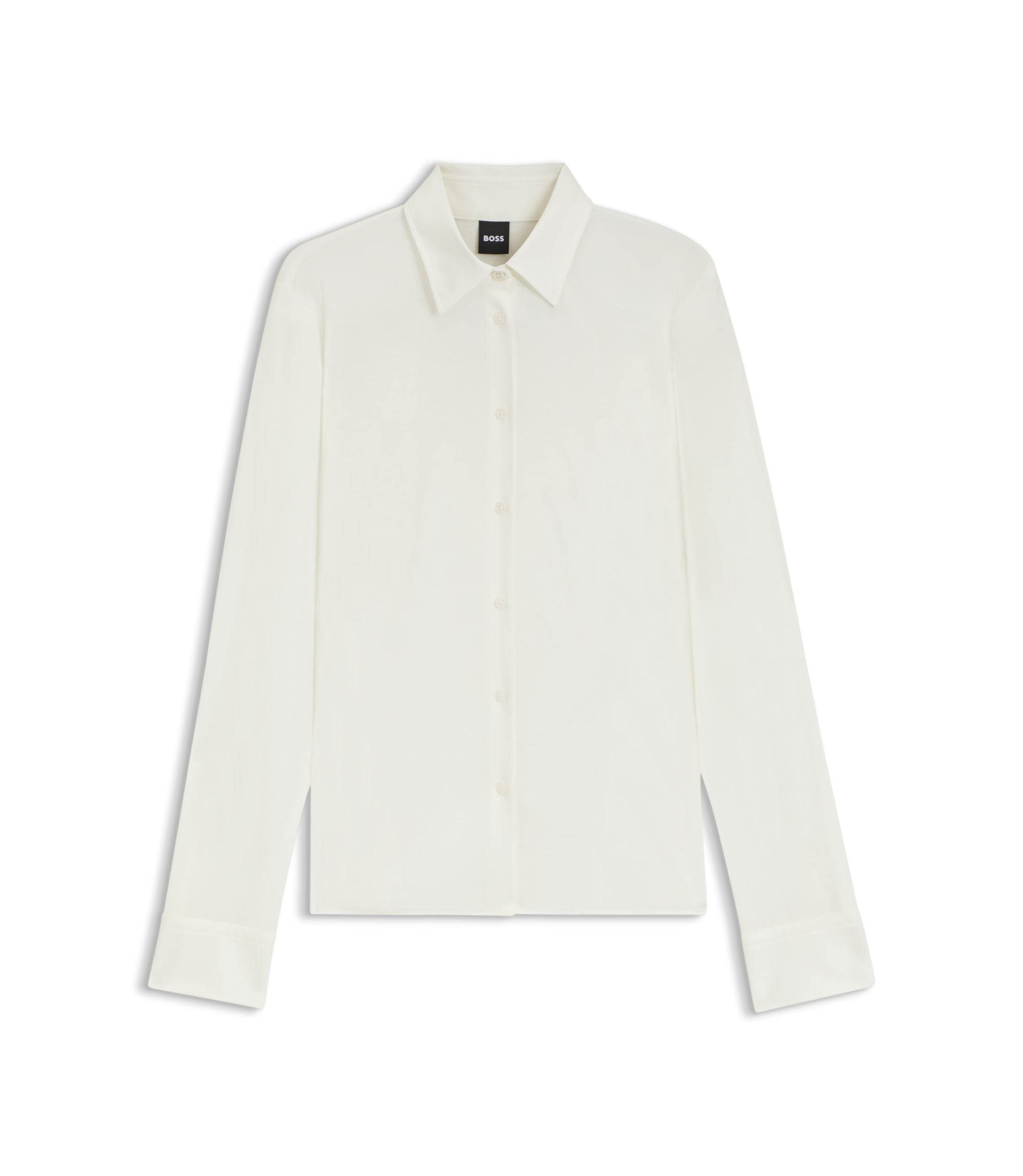 Boss Extra Slim Fit Blouse In Cotton Jersey White Women's