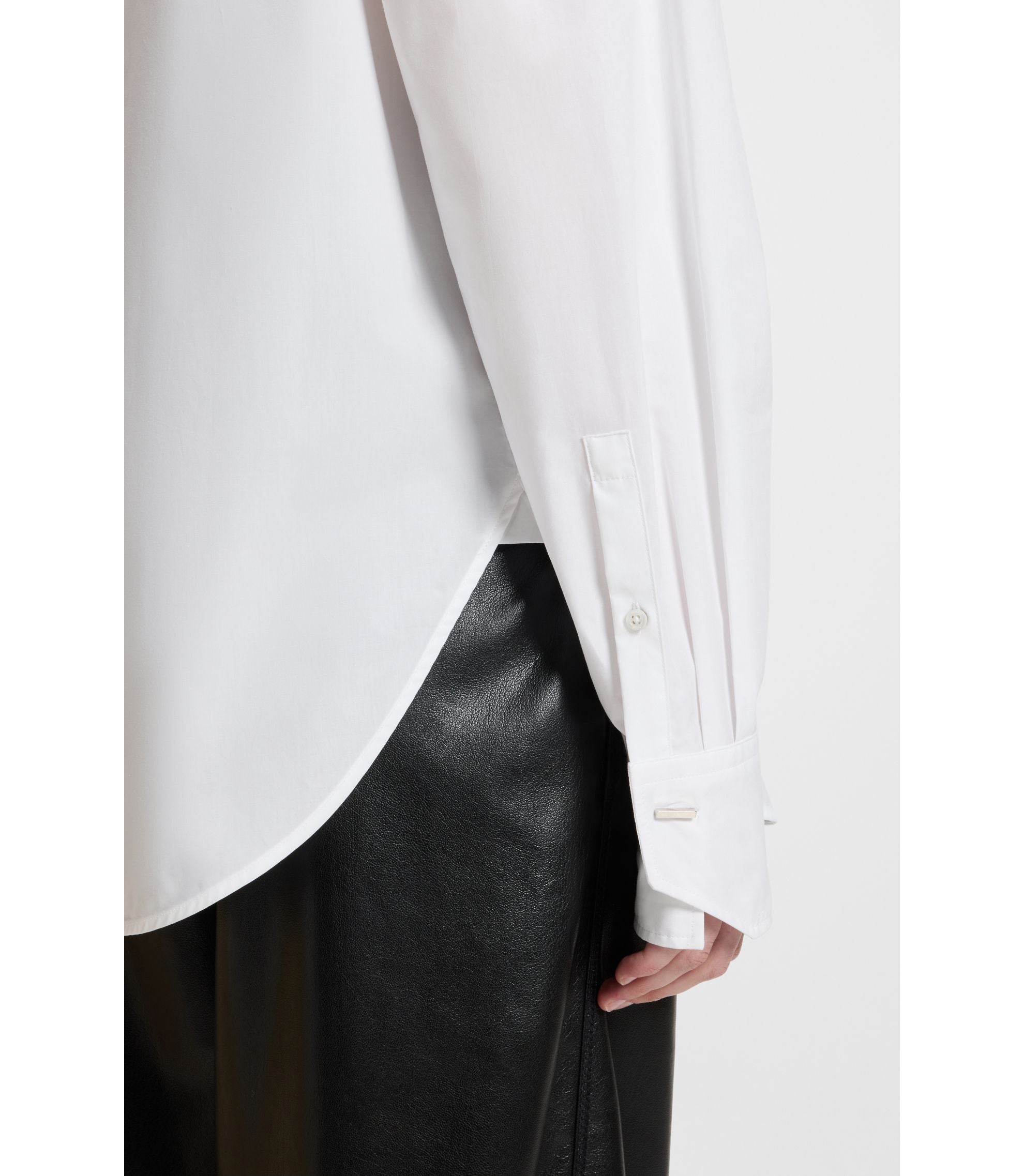 Boss Oversized Fit Blouse In Cotton White Women's