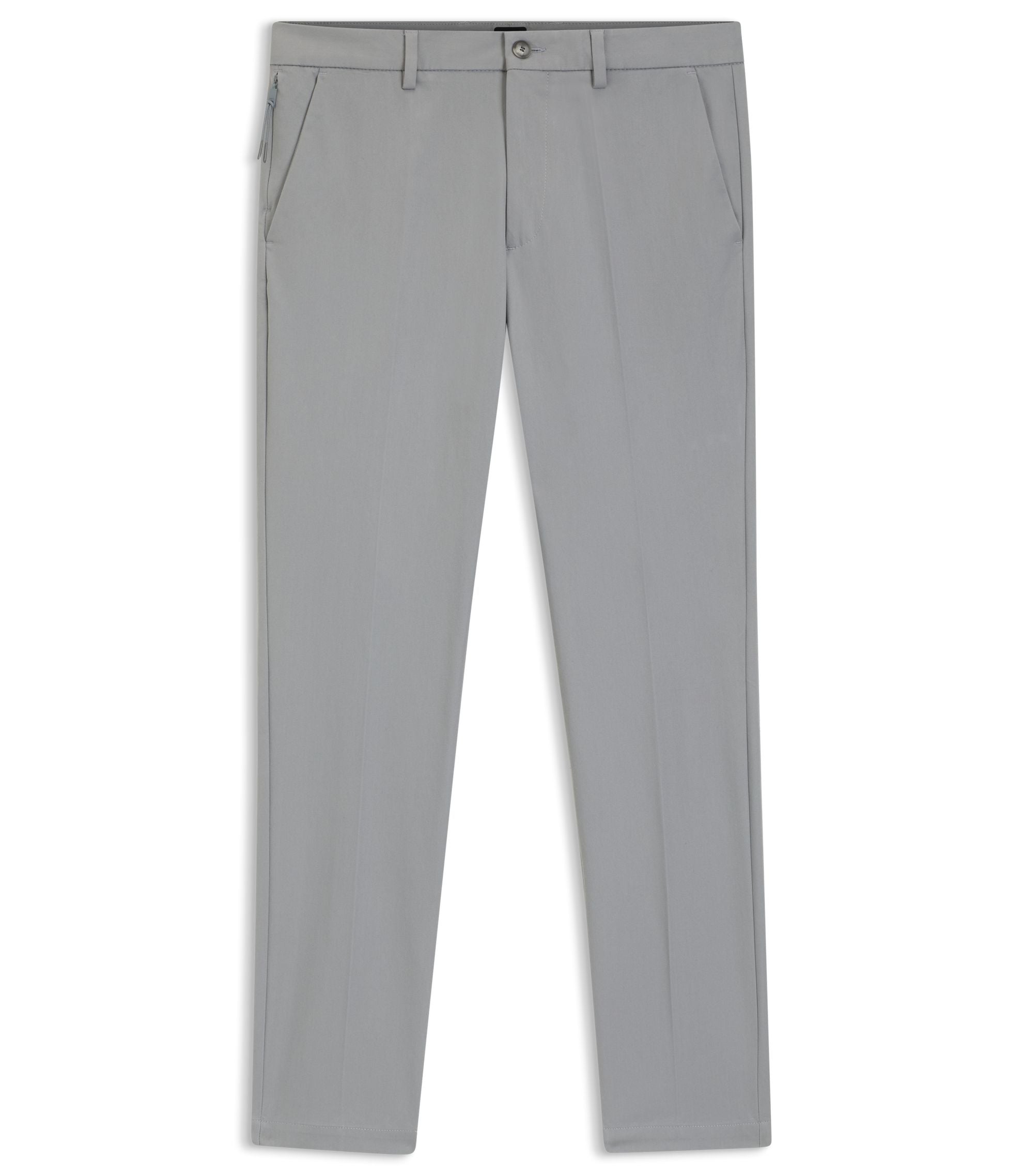 Boss Slim Fit Pants In A Stretch Cotton Blend Silver