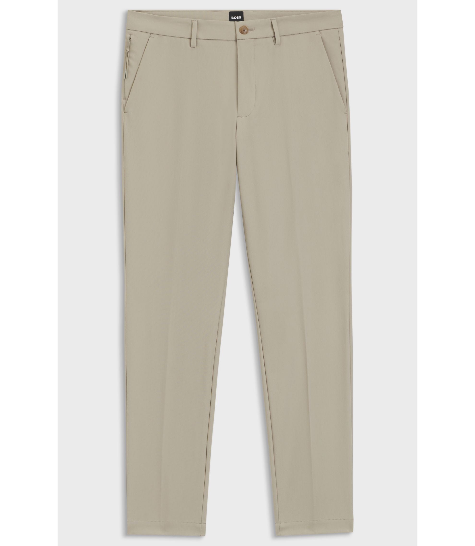 Boss Slim Fit Pants In A Stretch Cotton Blend Light Beige